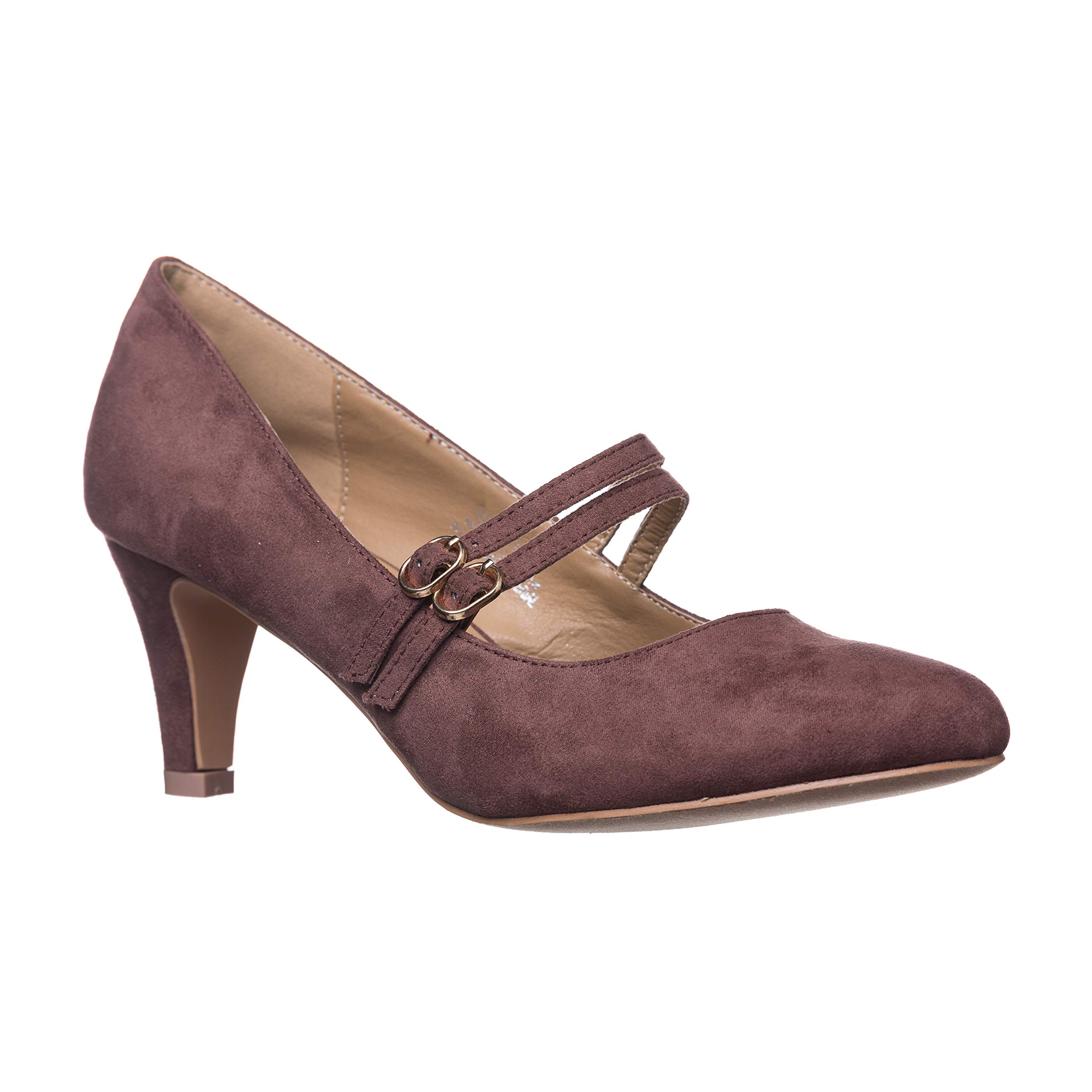 Riverberry Women's Mila Chunky Heel Mary Jane Pumps - Comfortable Mid Heel Dress Shoes for Work, Office, Wedding & Special Occasions