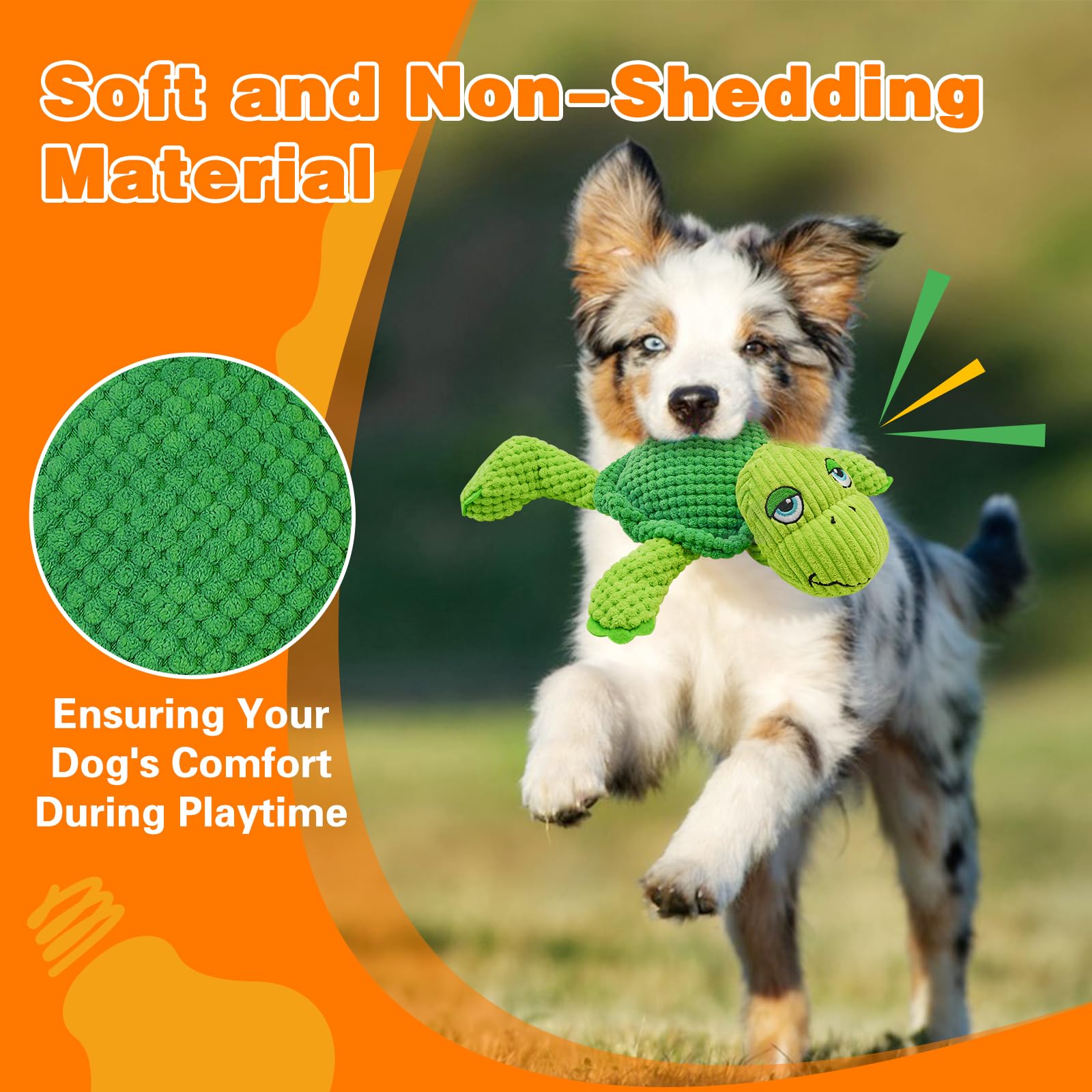 **Durable Squeaky Dog Toys - Cute Turtle Plush Chew Toy for Small & Medium Dogs | Non-Shedding, Interactive Indoor Play | Perfect for Training, Teething & Playtime**
