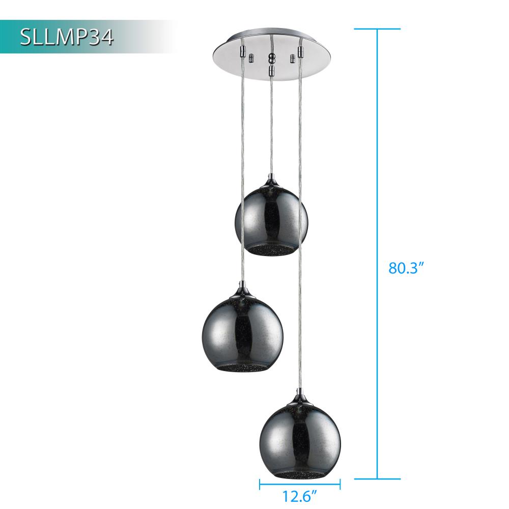 Modern Ceiling Pendant Light Fixture - Adjustable Hanging Chandelier for Dining Room, Kitchen Island & Bedroom Lighting - Industrial Vintage Style LED Hanging Lamp