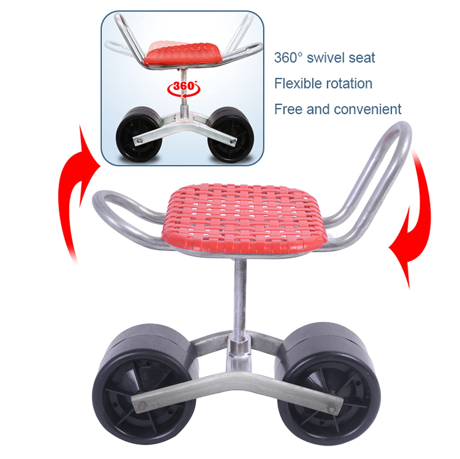 **360° Rotating Gardening Stool with Wheels - Adjustable Height & 200kg Capacity - Portable Rolling Garden Seat Cart for Planting, Weeding & Outdoor Chores**
