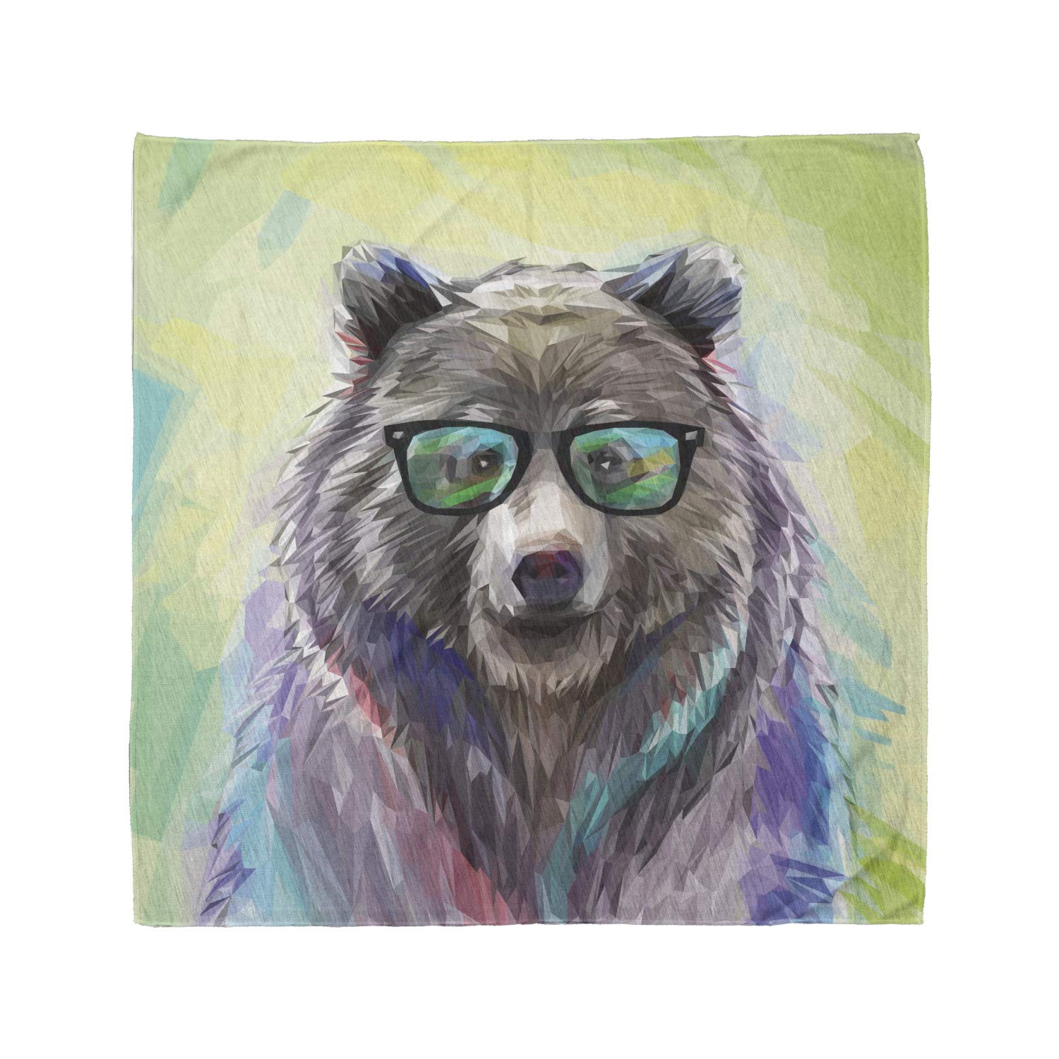 Ambesonne Hipster Bandana - Colorful Wild Bear Print Unisex Head & Neck Scarf for Men & Women - Perfect for Outdoor Adventures, Music Festivals & Casual Wear