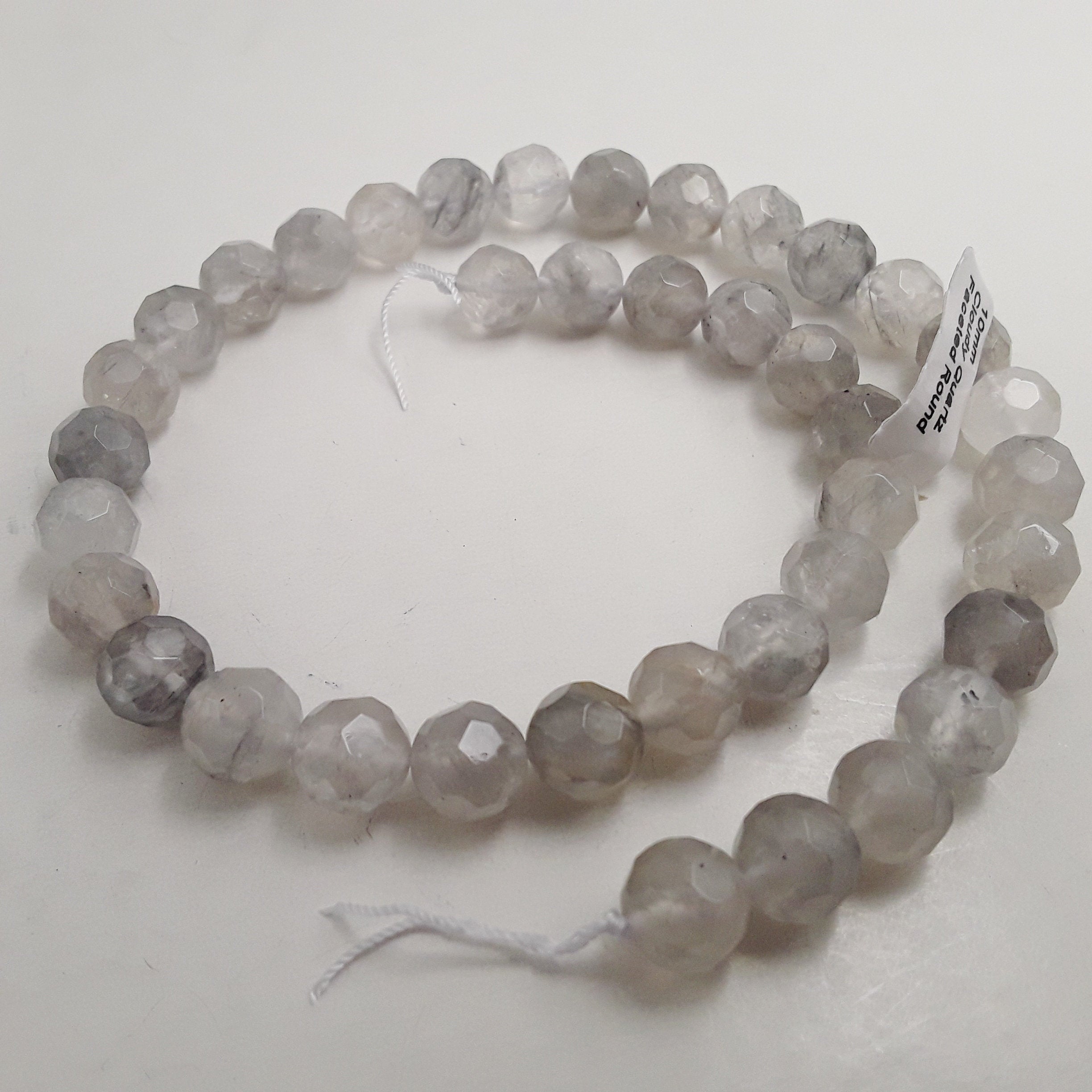 Cloudy Gray Quartz Faceted Round Beads - 10mm Gemstone Beads for Jewelry Making (15.5 Inch Strand) - Perfect for Necklaces, Bracelets & DIY Craft Projects