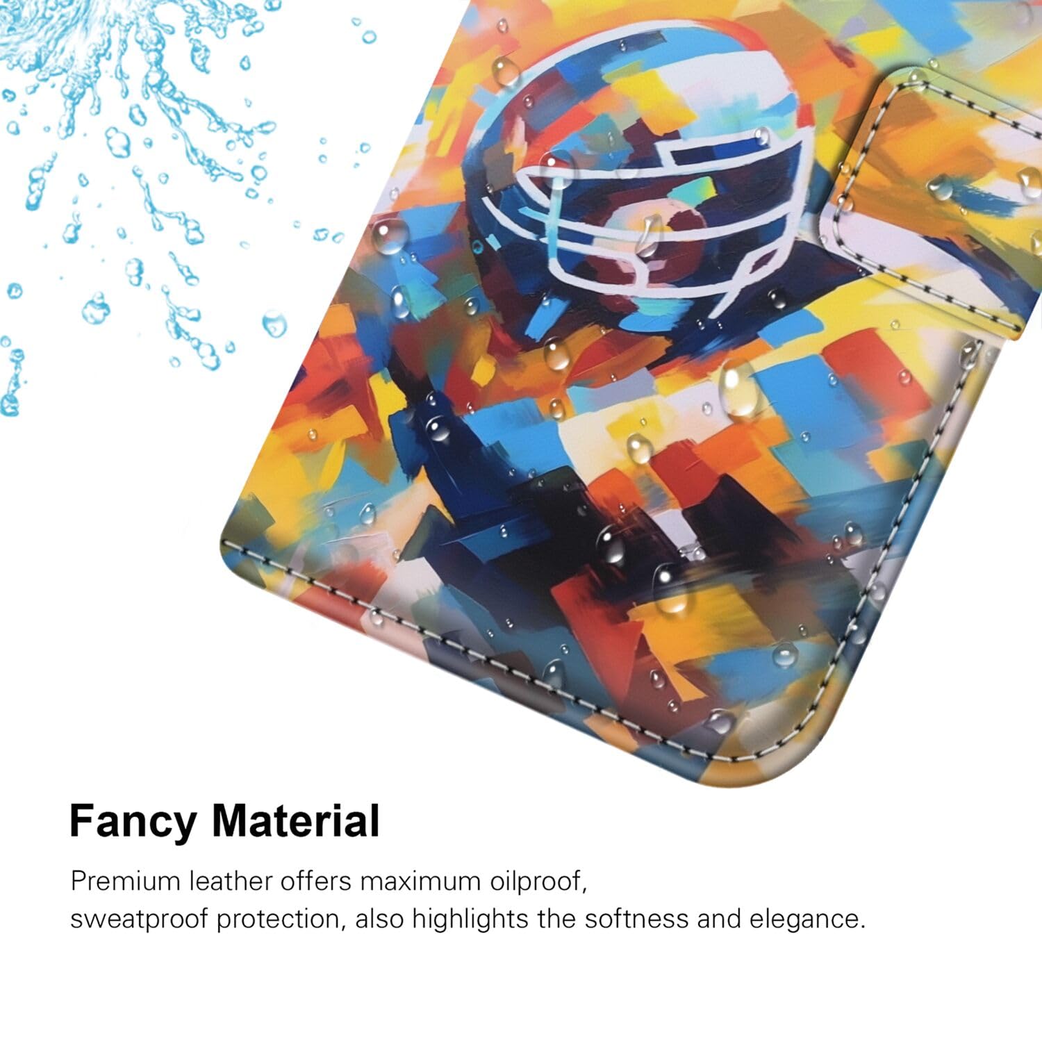 KOLHUBI PU Leather Wallet Case for Moto G8 Power Lite - Magnetic Stand with Card Holder & Shockproof Wrist Strap - American Football Rugby Art Design - Perfect for Daily Use, Travel, and Hands-Free Viewing