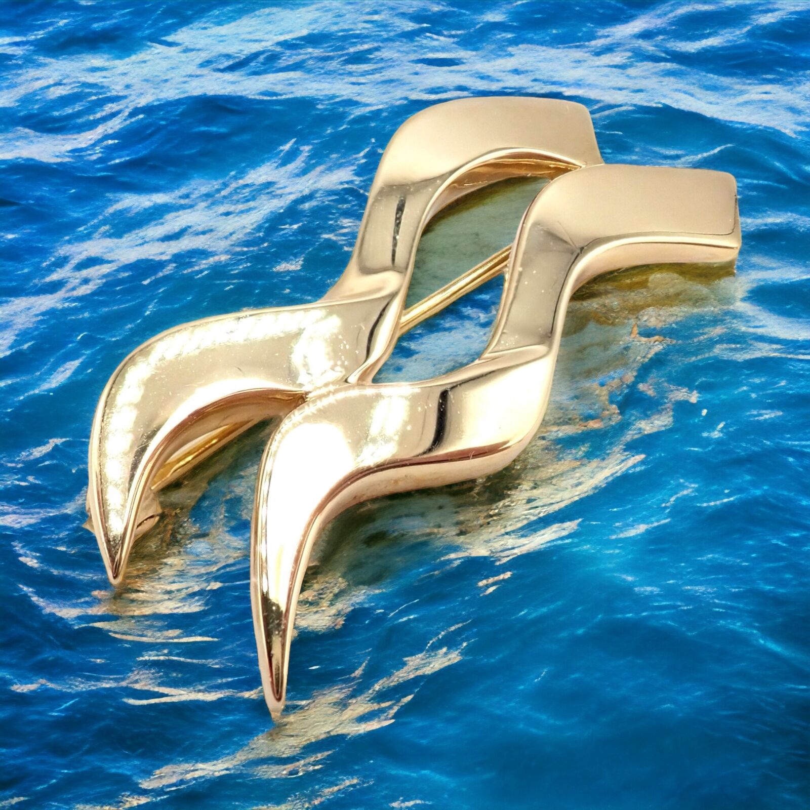 Authentic Tiffany & Co 18k Yellow Gold Picasso Zodiac Aquarius Brooch Pin - Elegant Jewelry Gift for Women, Perfect for Special Occasions & Collectors