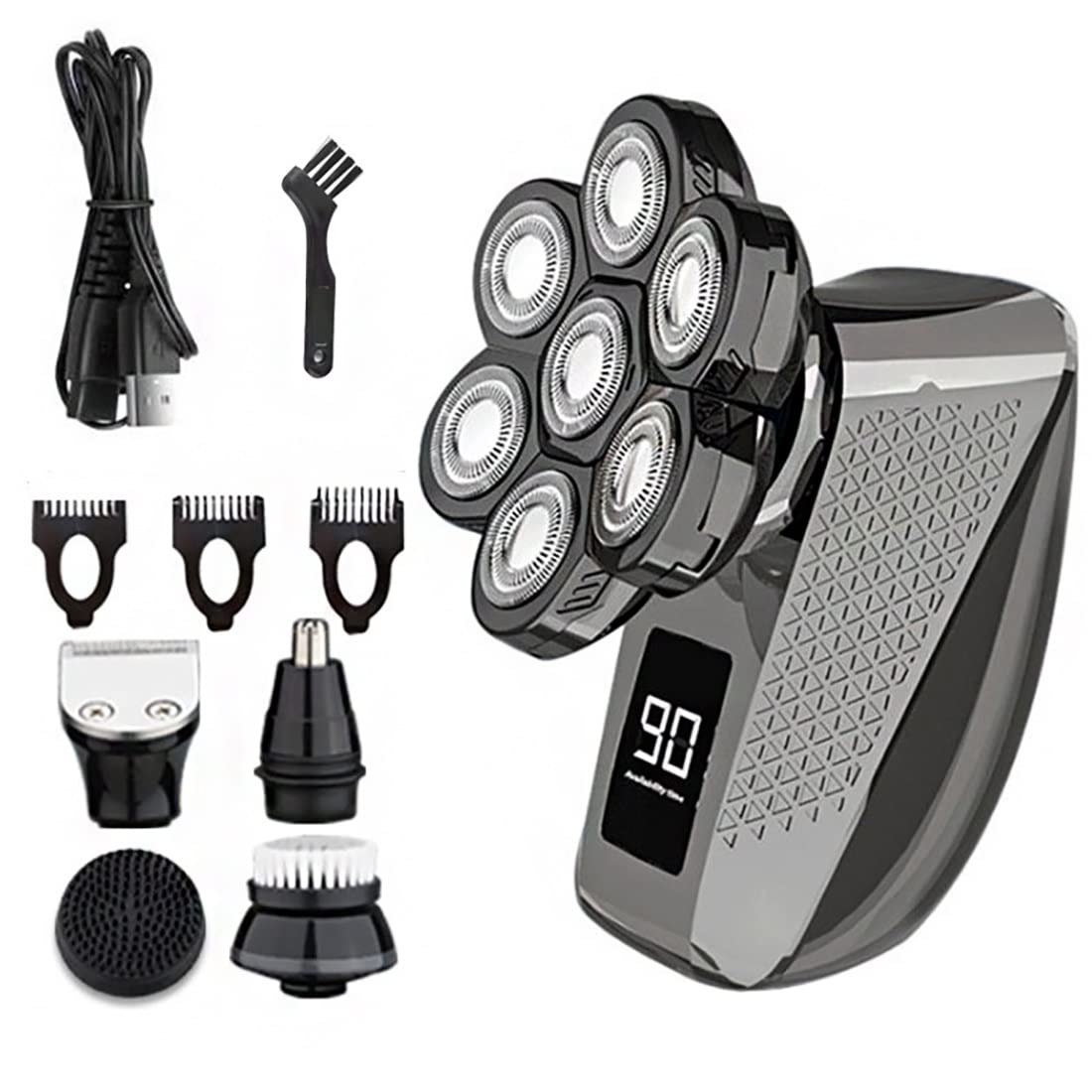 Professional 7-Blade Electric Razor for Men - Rechargeable Cordless Shaver with Beard Trimmer & Body Groomer | Perfect for Smooth Shaving, Beard Styling & Body Hair Trimming at Home or Travel