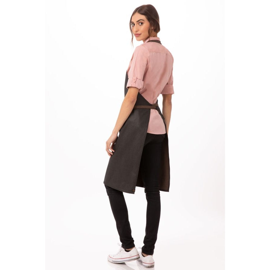 Chef Works ABWT051BNB0 Boulder Bib Apron - Brown & Black, 34 x 30 Inches - Heavy Duty Kitchen Apron for Cooking, Grilling & BBQ - Perfect for Chefs, Butchers & Home Cooks