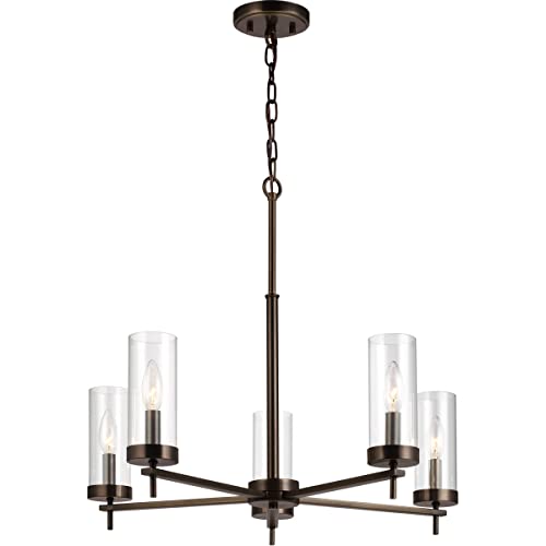 Seagull Lighting 3190305-778 Modern 5-Light Chandelier - Brushed Oil Rubbed Bronze Finish - Contemporary Dining Room & Foyer Lighting Fixture