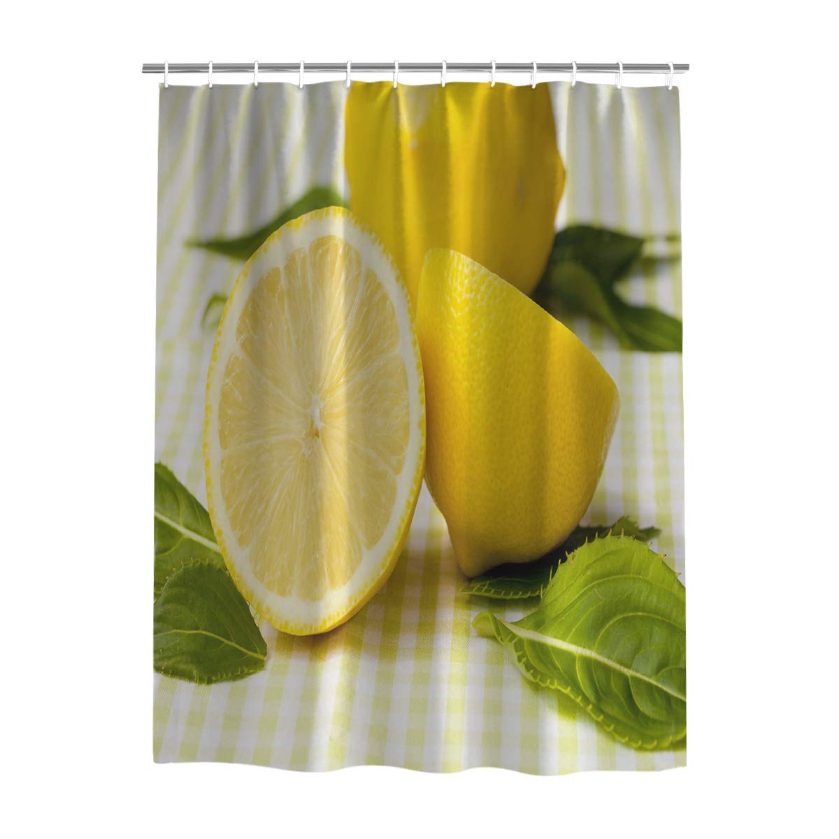 Waterproof 3D Lemon Fruit Pattern Shower Curtain Set - 72x72 Inch Bathroom Decor with Hooks, Washable Fabric for Home & Hotel Use - Perfect for Bathrooms, Guest Rooms, and Spa Style Decor
