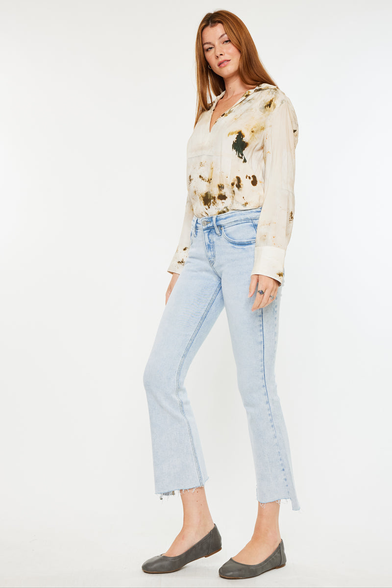 Elsie Mid Rise Cropped Flare Jeans for Women - Stretchy Denim Pants, Vintage High Waisted Bootcut Jeans - Perfect for Casual Outfits, Date Night & Boho Style