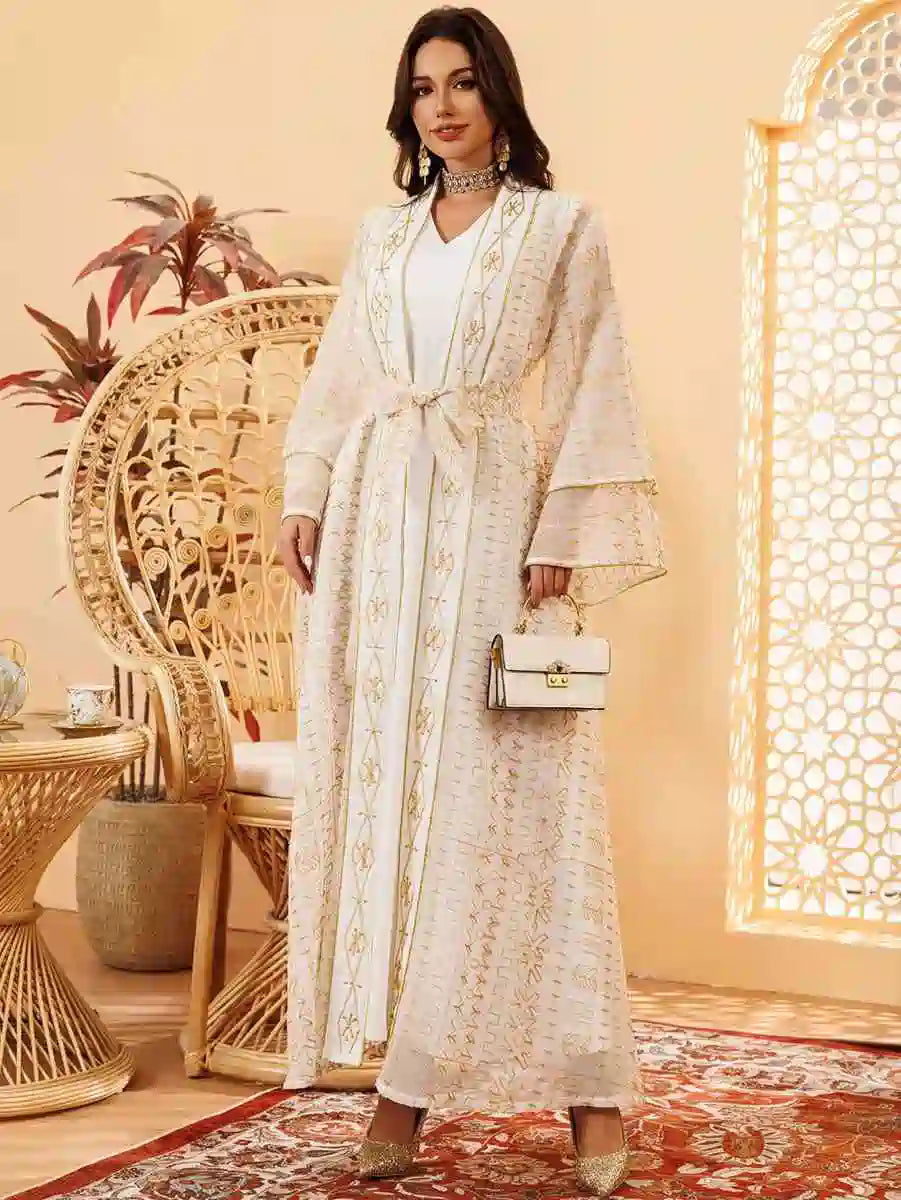 2-Piece Set Eid Doris Caftan Kaftan Dress with Inner Sleeveless Dress #24445 - Elegant Muslim Women's Outfit for Eid, Ramadan, Wedding & Special Occasions