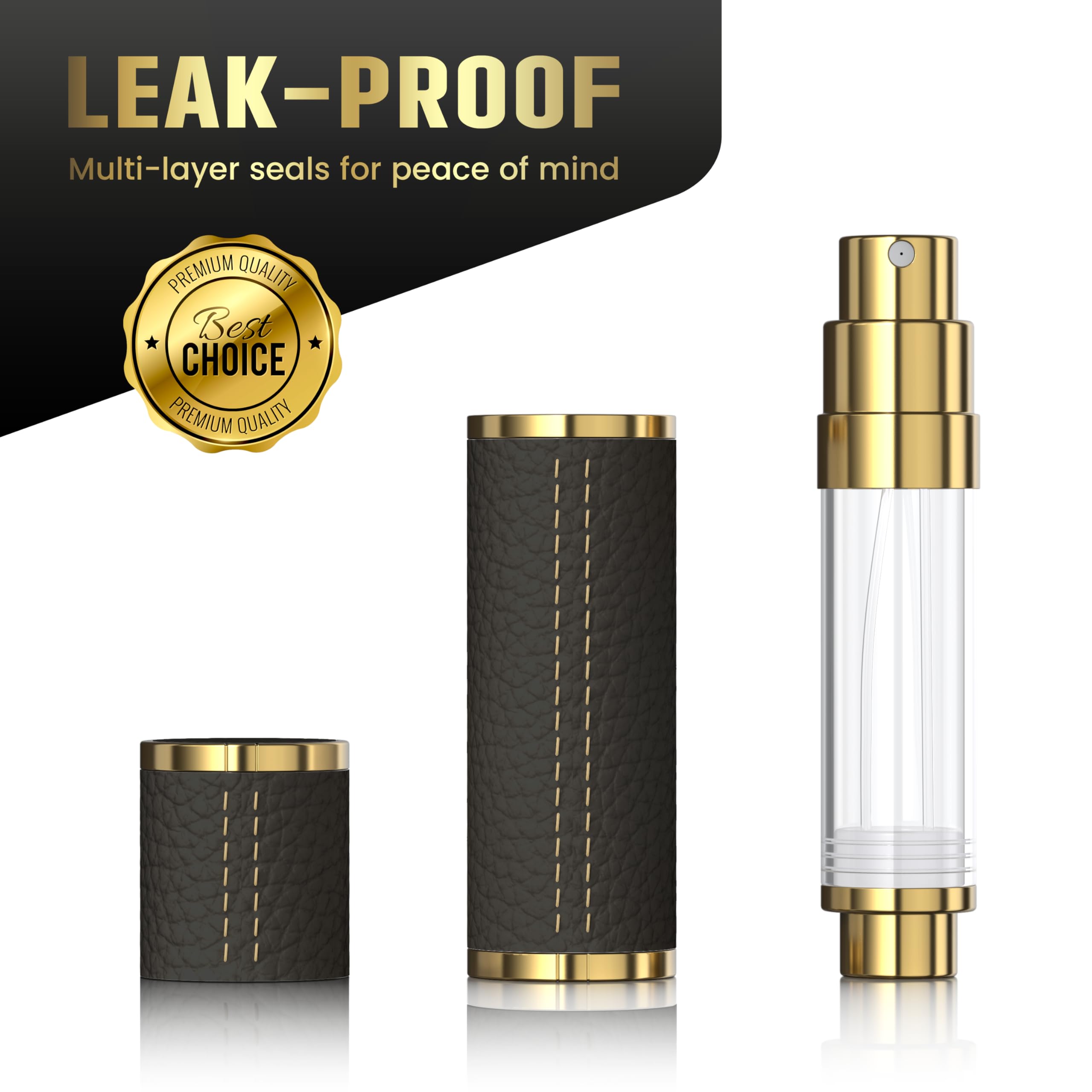 Refillable Travel Perfume Bottle - 5ml Portable Perfume Atomizer & Cologne Sprayer - Mini Empty Fragrance Spray Bottle for Women & Men (Black) - Perfect for Airplane Travel, Gym, Purse & On-the-Go Use