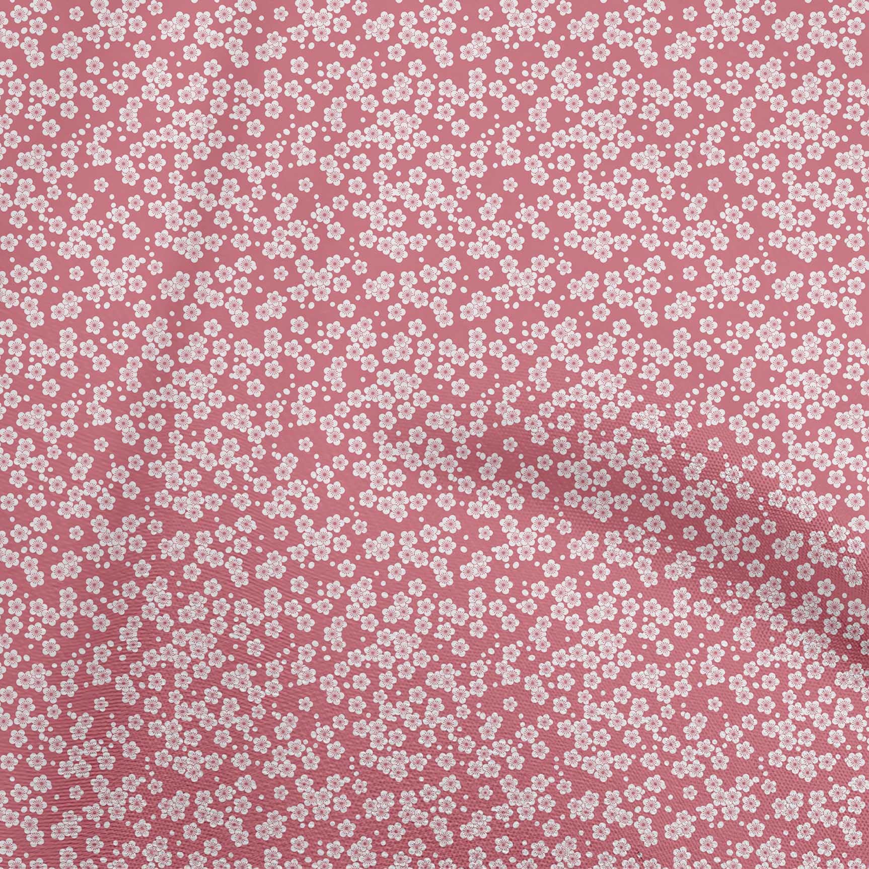 oneOone 100% Cotton Cambric Pink Floral Print Fabric by The Yard - 56 Inch Wide, Soft & Lightweight Dress Material for Asian & Japanese Style Dresses, Skirts, Blouses, and DIY Sewing Projects
