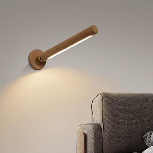 IBalody 3W LED Wooden Wall Lamp with Adjustable Acrylic Lampshade - Touch Switch, Rechargeable Reading Light for Bedroom, Corridor & Emergency Use - Warm White Night Light for Home Decor and Safety Lighting