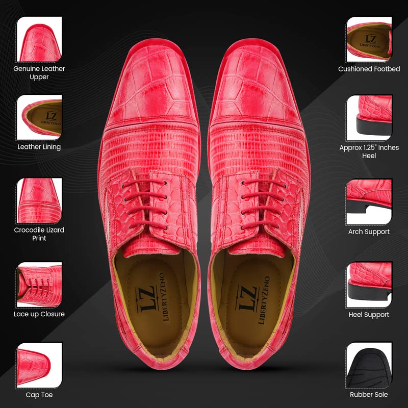 **LIBERTYZENO Boys Genuine Leather Oxford Dress Shoes with EEL Print – Stylish Lace-Up Formal Shoes for Kids, Perfect for Easter Gifts, School Events & Special Occasions**