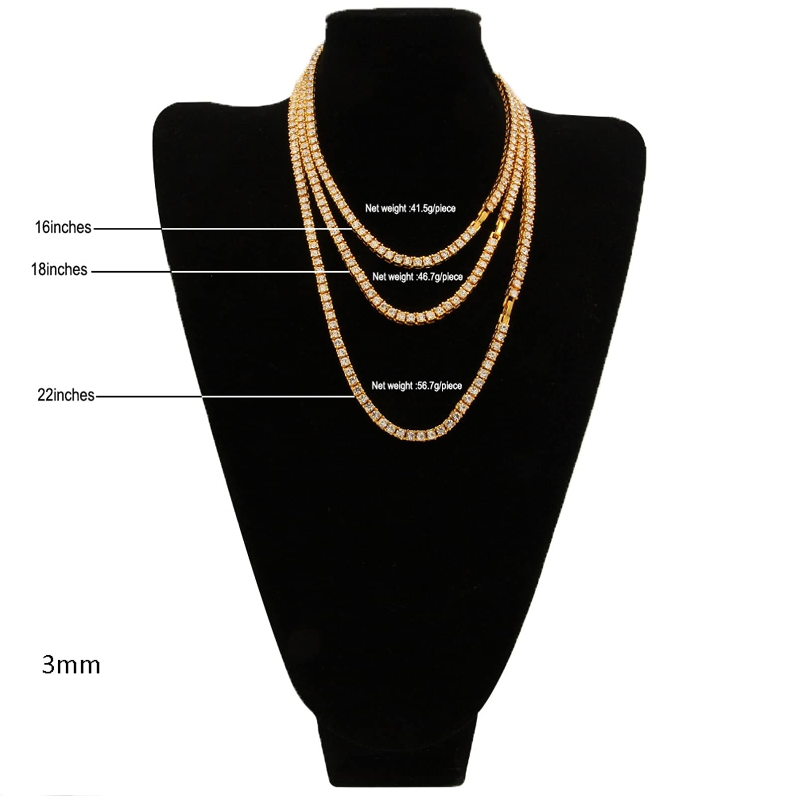 Real Gold Plated Men's Chain Necklace - 4mm Iced Out Box Chain 16-30 Inches - Perfect for Hip Hop Fashion, Gifts & Everyday Wear