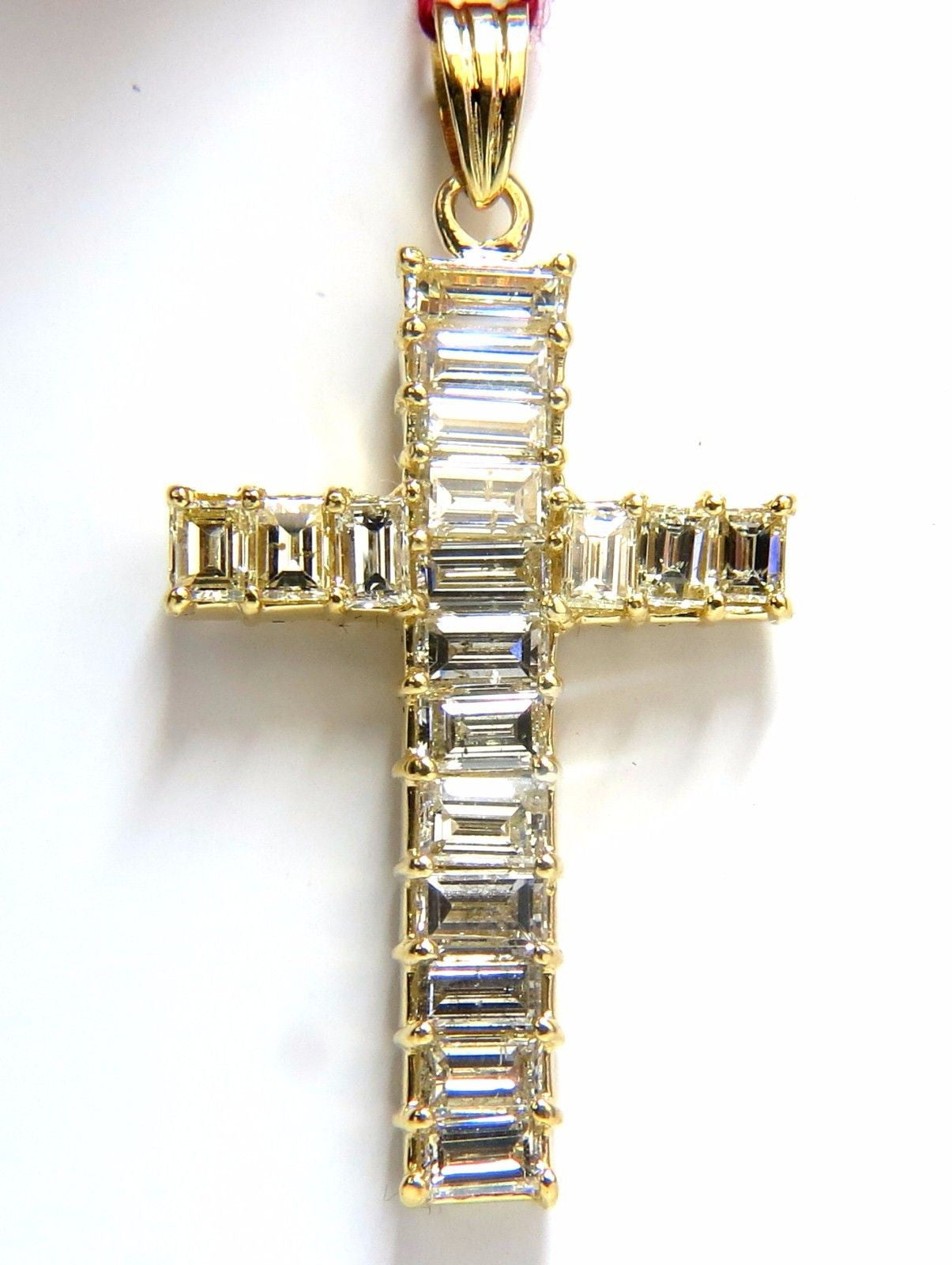5.23 Carat Natural Diamond Baguette Cross Pendant in 18K Gold - Perfect for Gifts, Weddings & Special Occasions