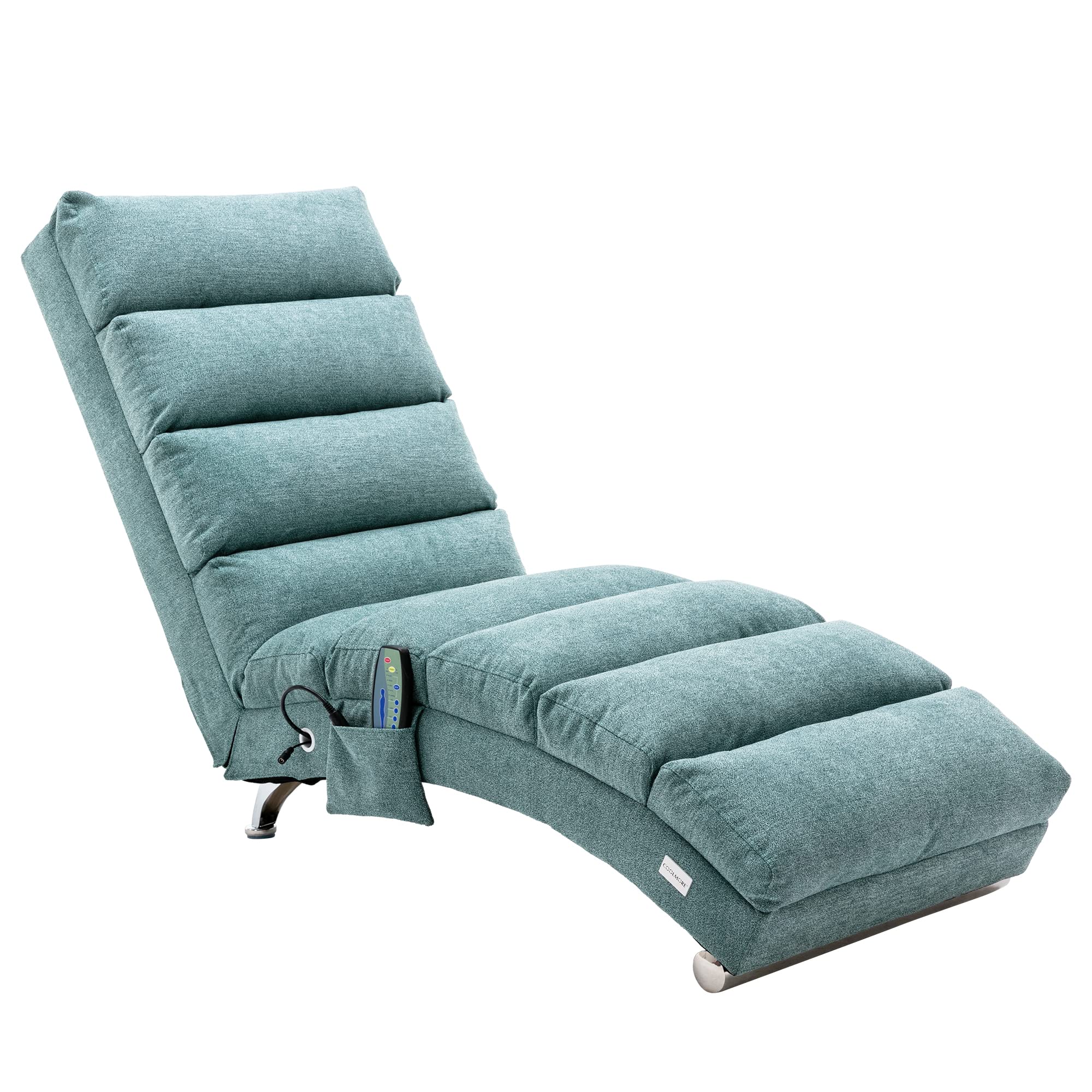 Electric Recliner Massage Chaise Lounge Chair - Modern Ergonomic Linen Chaise Leisure Accent Chair for Living Room, Office & Bedroom - Perfect for Relaxation, Reading & Napping (Teal)