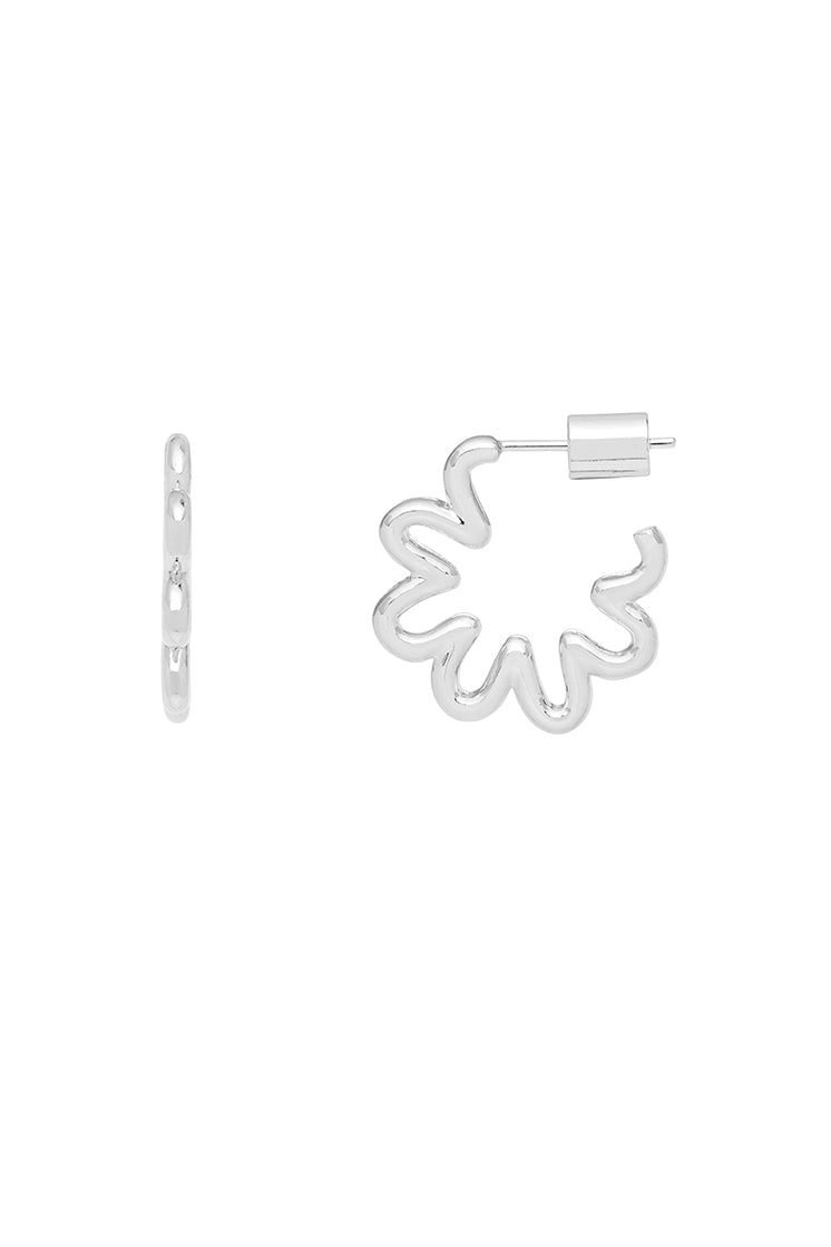 Mini Squiggle Flower Hoops Earrings - Dainty Floral Boho Earrings for Women | Perfect for Everyday Wear, Parties & Gifts