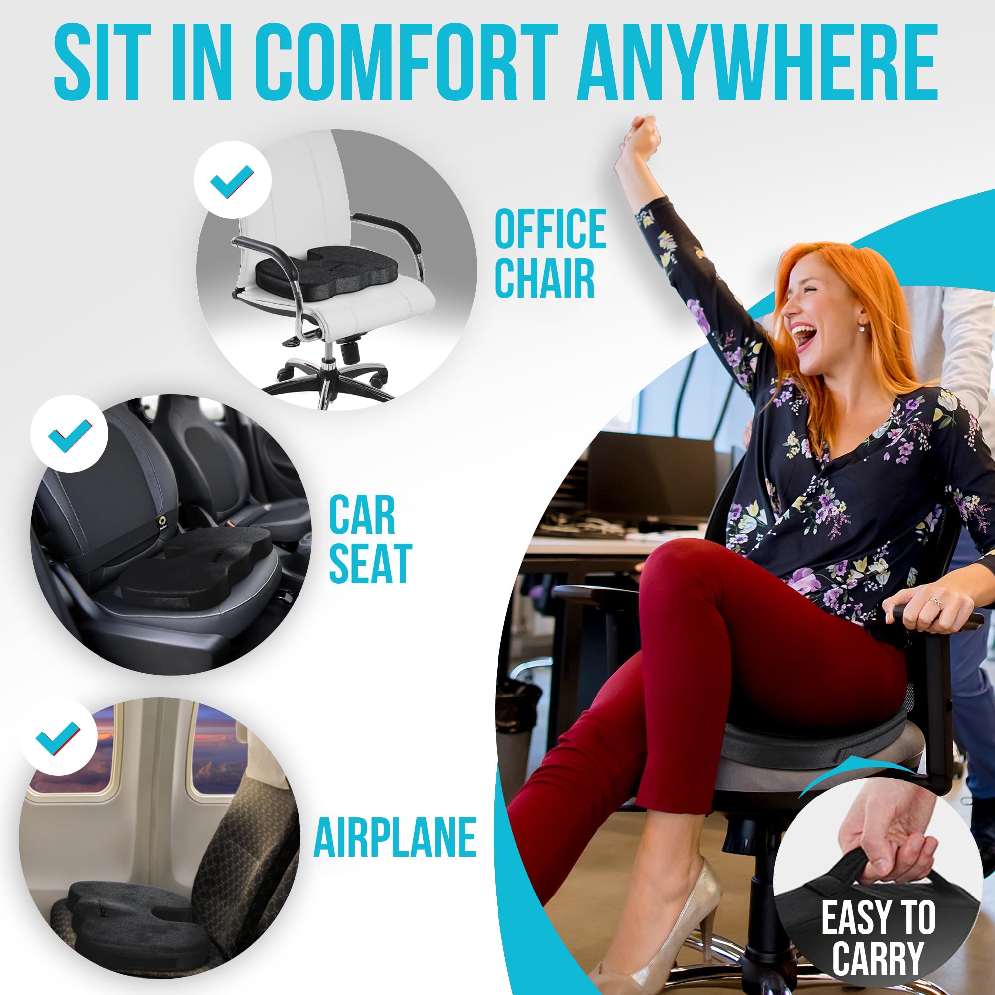 FORTEM Memory Foam Office Chair Cushion with Lumbar Support - Non-Slip Seat & Back Rest for Office, Gaming & Car Chairs - Ergonomic Comfort for Long Hours of Sitting