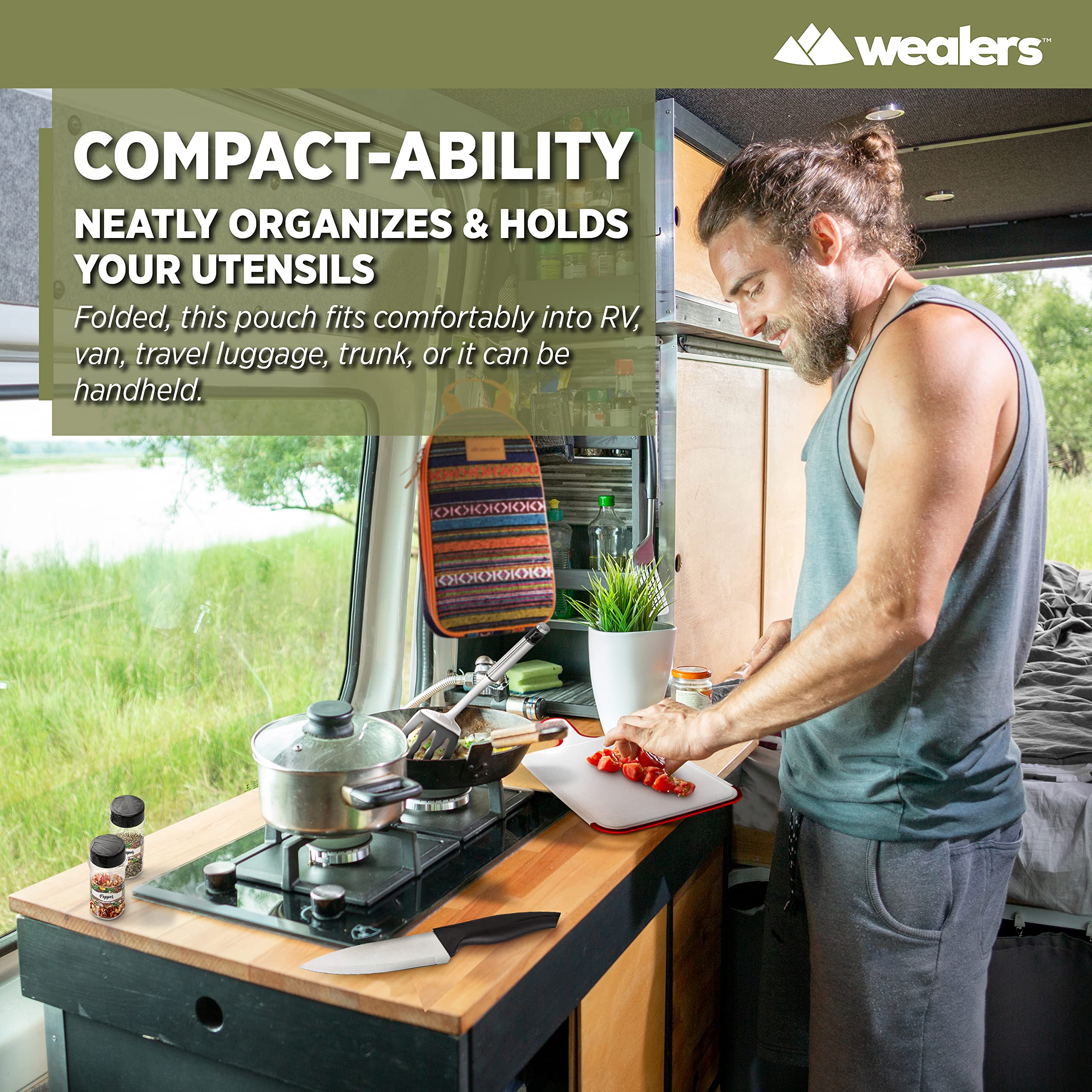 Portable Camping Kitchen Utensil Set - Compact Travel Cookware Organizer with Water-Resistant Case for Backpacking, Hiking, BBQ & Outdoor Cooking | Perfect for Camping Meals, Picnics & Road Trips