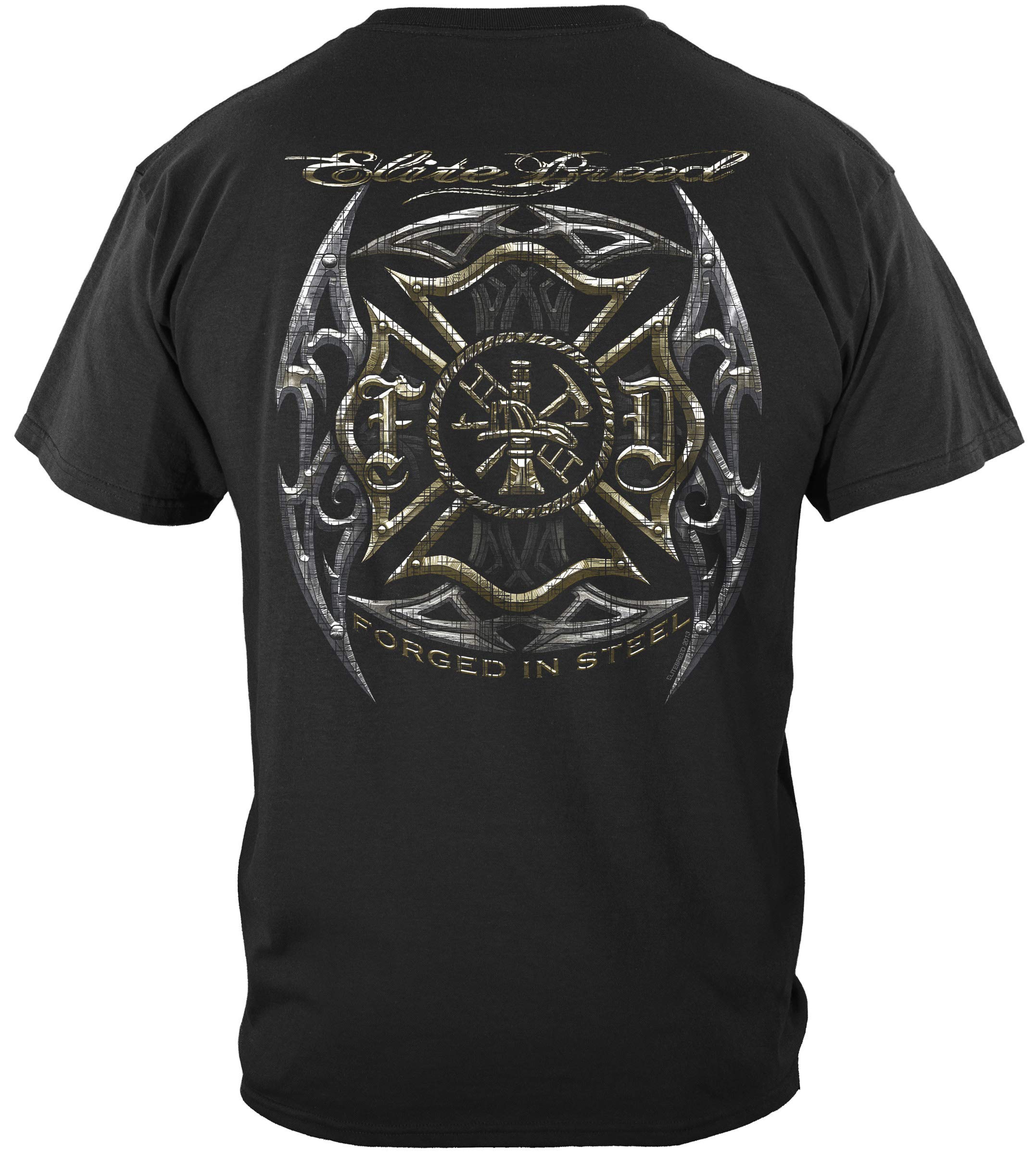 Elite Breed Firefighter T-Shirt - Forged in Steel Design - Durable Cotton Tee for Firefighters - First Responder Gift - Casual Wear & Work Apparel