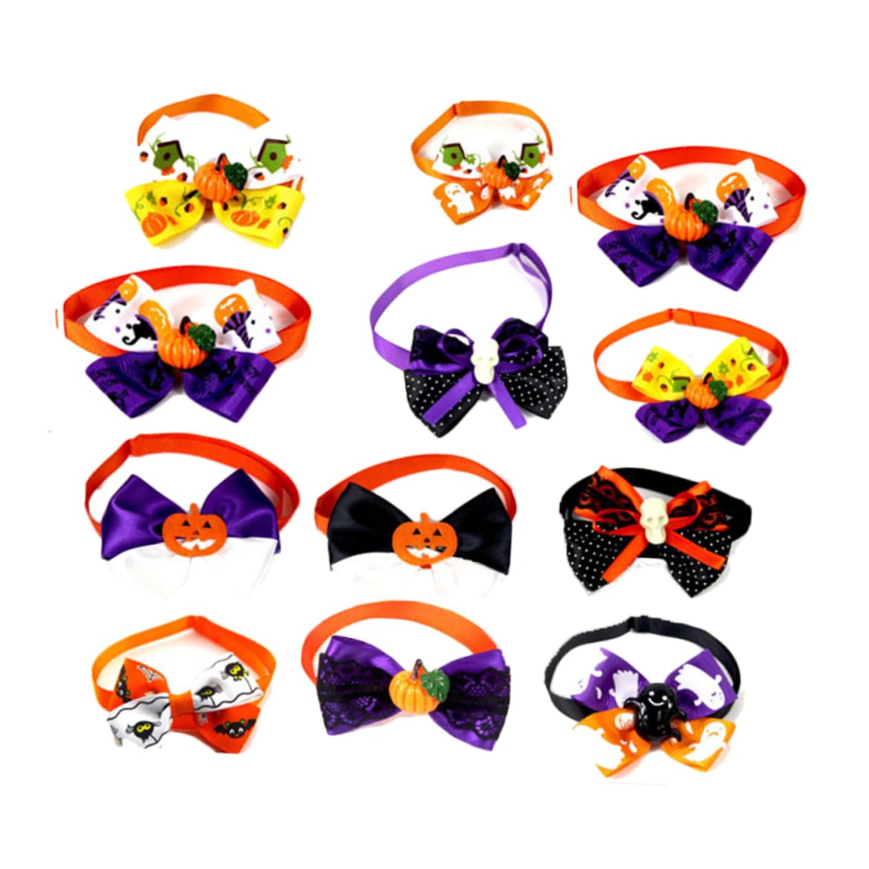 Kisangel 3-Pack Adjustable Dog Collars for Medium Dogs - Bowknot Collar with 20 Halloween Accessories | Perfect for Pet Costume Parties & Holiday Dress Up