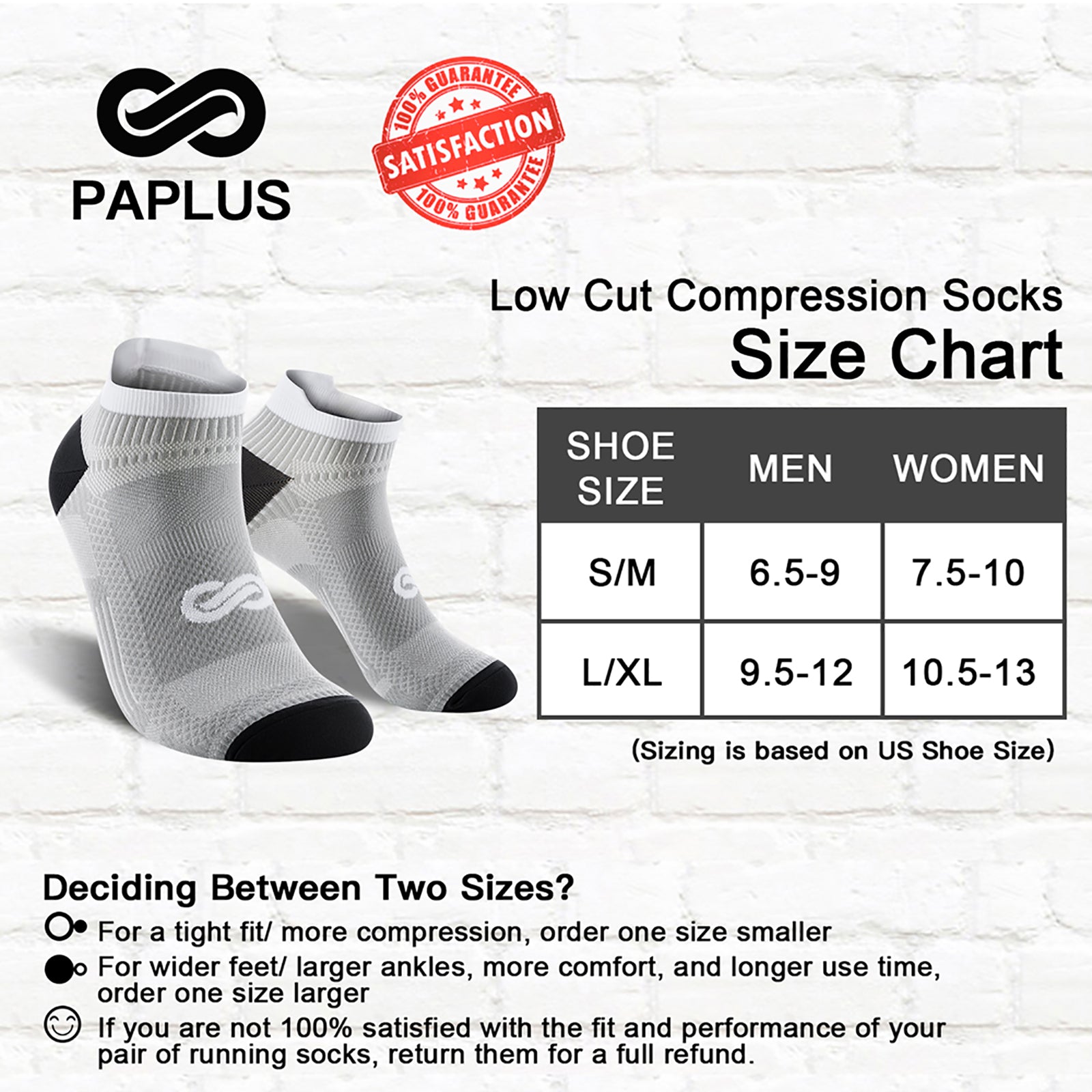 GECKOMAN x PAPLUS Ankle Compression Running Socks for Men & Women - 2 Pairs Pack - Moisture Wicking & Breathable for Marathon, Hiking, Gym Workout & Sports Performance