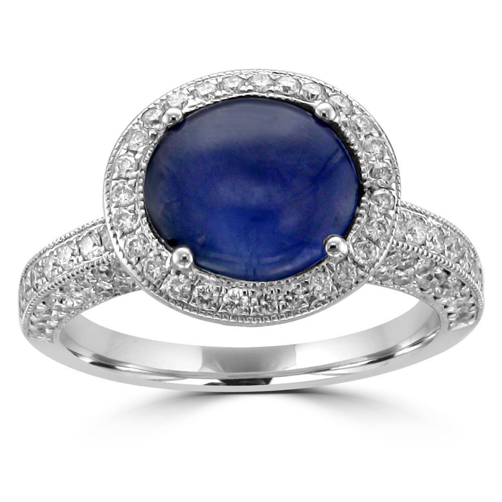 18KT White Gold 3.42 Carat Star Sapphire & 0.97 CTW Diamond Ring for Women - Perfect for Engagement, Anniversary & Special Occasions