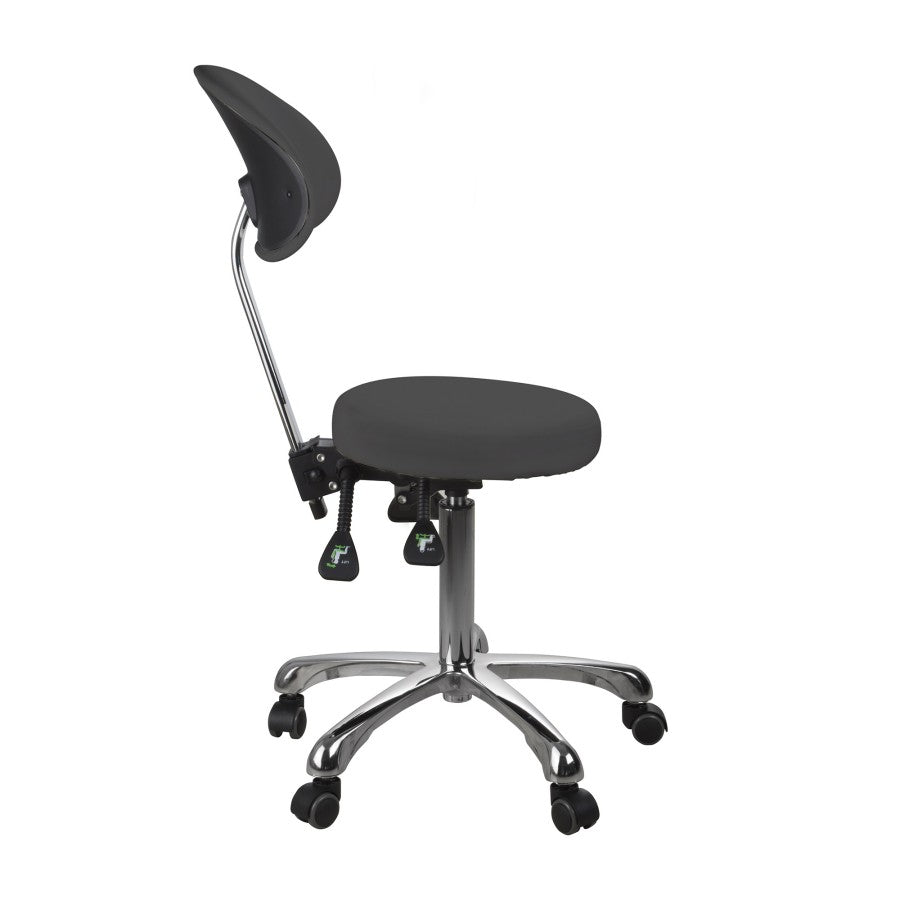 Silverfox 1025B Rolling Stool with Adjustable Backrest - Ergonomic Rolling Chair for Salon, Tattoo Studio & Home Office Use