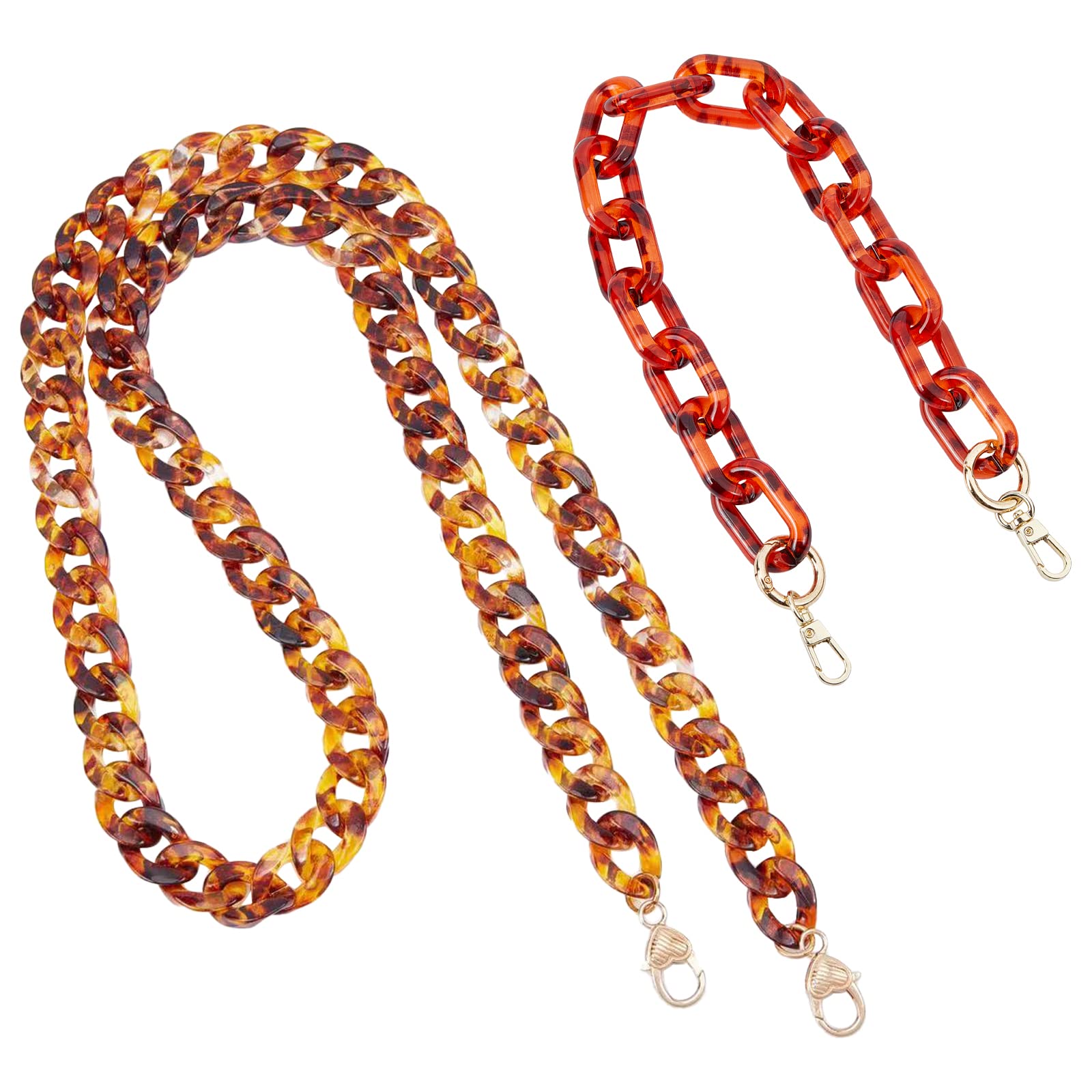 WADORN 2-Pack Acrylic Resin Handbag Chain Straps - Detachable Shoulder Strap with Metal Clasps for Crossbody Bags, Purses & DIY Crafts | Perfect for Bag Replacement, Fashion Accessories & Creative Projects