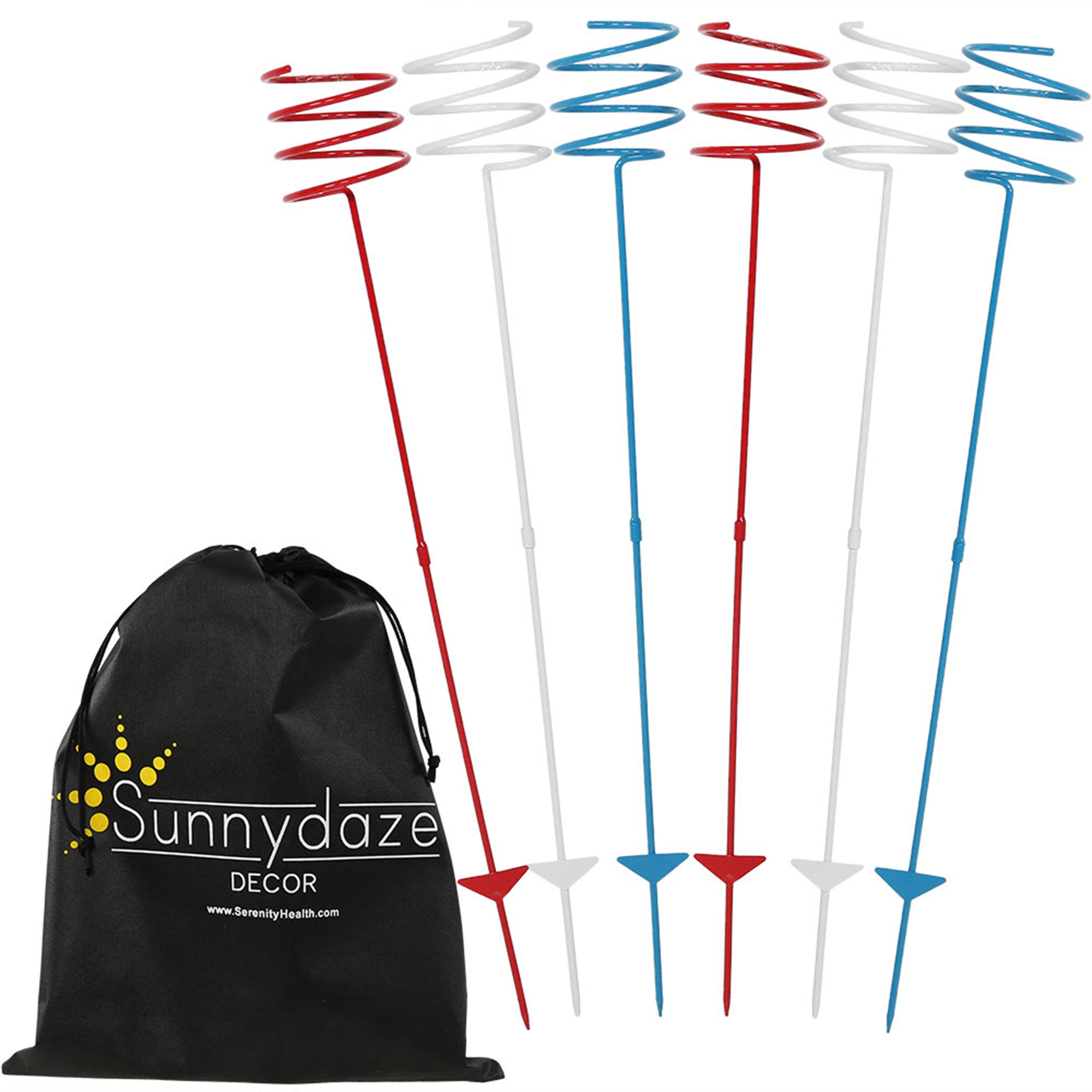 Sunnydaze Heavy Duty Red White Blue Outdoor Drink Holder Set - Perfect for BBQs, Picnics, Pool Parties & Tailgating