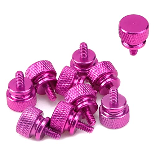 10 Pack Rose Red Anodized Aluminum Computer Case Thumb Screws - Knurled Hand Screws for PC Build, DIY Repair & Customization - Perfect for Gaming Rigs, Workstations & Server Cases