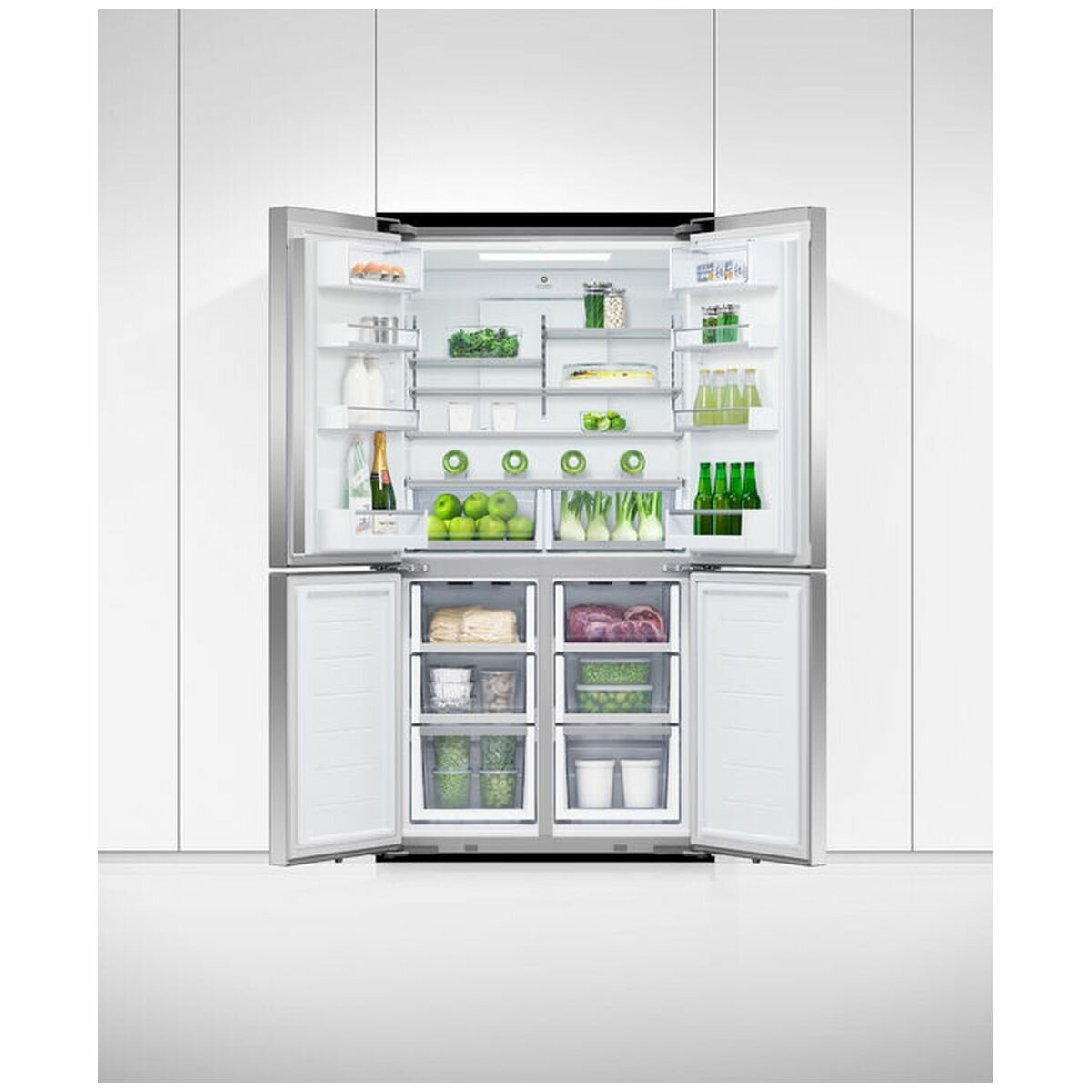 Fisher & Paykel 605L Quad Door Refrigerator Stainless Steel RF605QDVX2 - Large Capacity French Door Fridge for Modern Kitchen & Entertaining