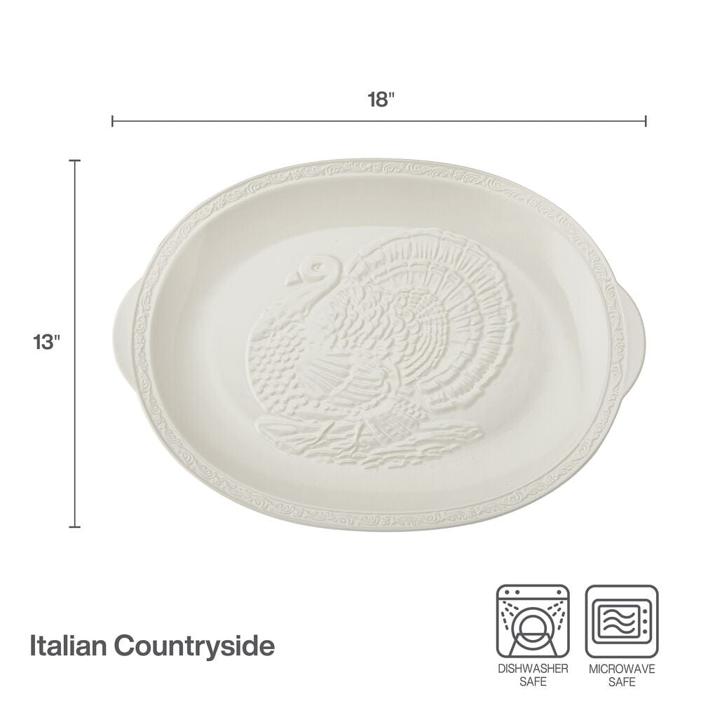 Italian Countryside® 30th Anniversary Oval Turkey Platter - Elegant Ceramic Serving Dish for Thanksgiving, Holiday Dinners & Special Occasions - Perfect for Roast Turkey, Ham & Festive Meals
