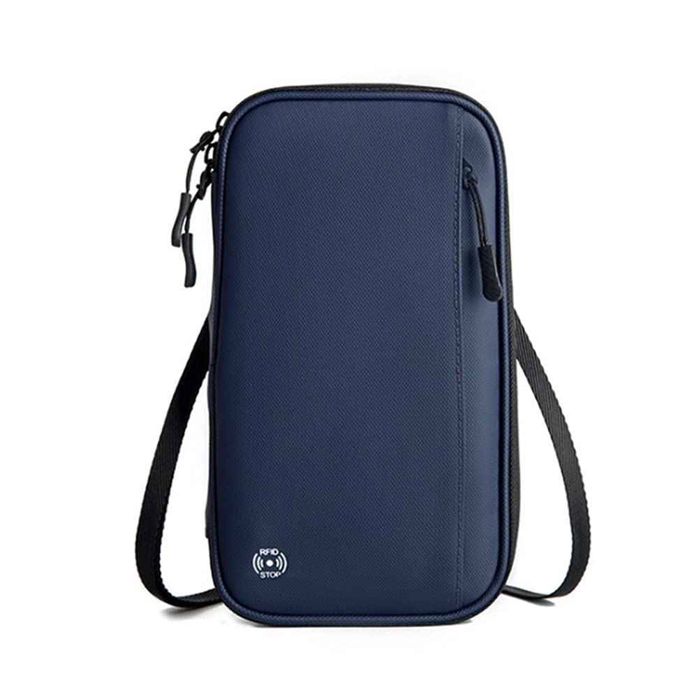 ZTBH Crossbody Travel Wallet & Passport Holder - Durable RFID Blocking Document Organizer for Family Vacations, Airplane Trips & International Travel (Blue) - Perfect for Airport Security, Sightseeing & Daily Commute