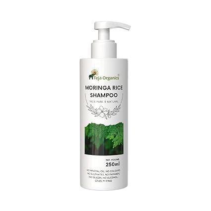 Organic Moringa Rice Shampoo for Hair Growth & Scalp Care - 8.4oz (250ml) - Natural Ayurvedic Shampoo from India - Perfect for Dry, Damaged Hair & Daily Hair Care Routine
