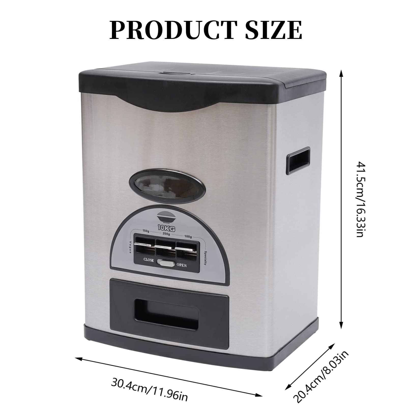 LOYALHEARTDY 10kg Automatic Rice Dispenser - Stainless Steel & ABS Airtight Rice Storage Container for Kitchen - Perfect for Bulk Rice, Grains, Flour & Dry Food Storage - Ideal for Home, Restaurant & Pantry Organization