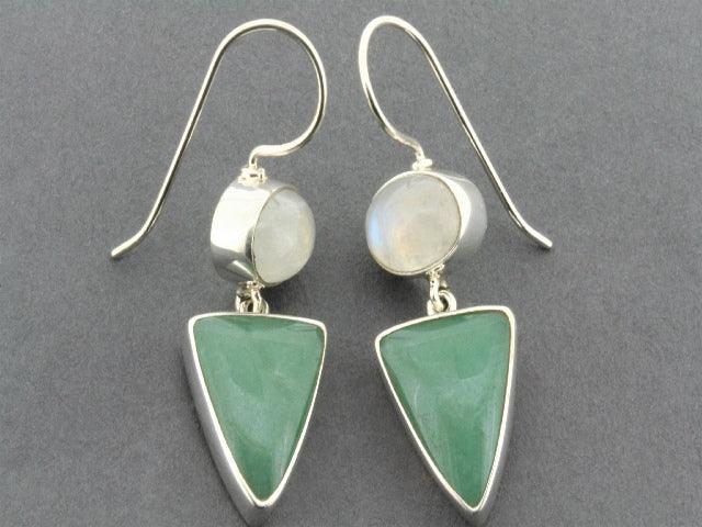 Aventurine and Moonstone Silver Doll Earrings for Women – Handmade Boho Dangle Earrings for Everyday Wear, Parties, and Gifts