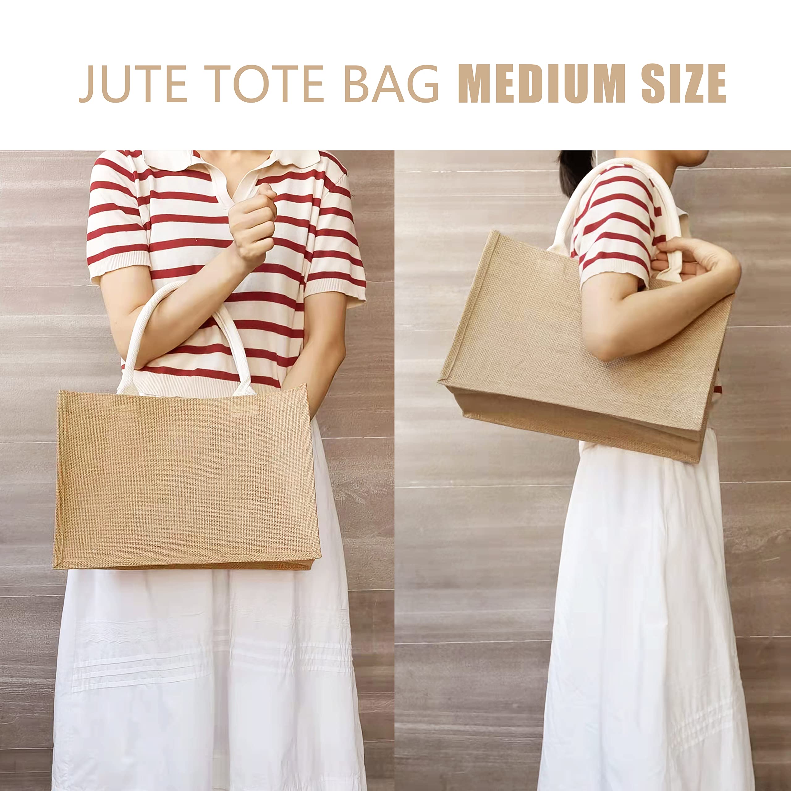 Eco-Friendly Jute Tote Bags with Handles - 14.5