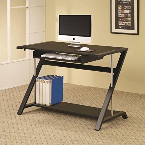Black Coaster Furniture Computer Desk with Bottom Shelf - Modern Home Office Desk for Work & Study, Durable Writing Table for Small Spaces, Perfect for Remote Work & Online Classes
