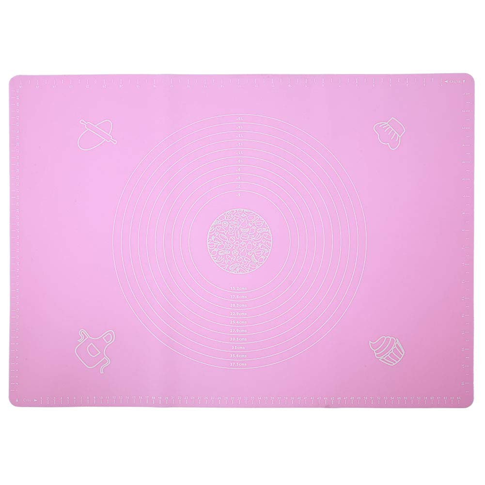 Non-Stick Silicone Dough Mat with Measurement Scales - 70x50cm Pink Baking Pad for Rolling & Kneading - Perfect for Cookies, Pasta, Pastry & Bread Making - Essential Kitchen Baking Accessory