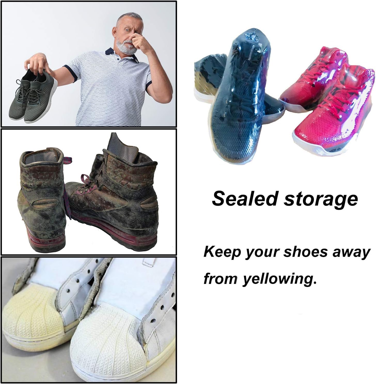 50 Pcs Shoe Shrink Wrap Bags - Large Sneaker Protector (10x17.7 inches) for Men & Women - Prevent Yellowing & Dust - Perfect for Storage, Travel & Sneaker Collection Protection