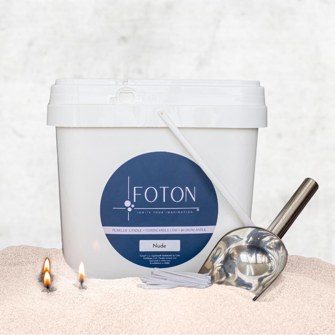 Premium 9lb Bucket of Foton Pearled Colored Candles - Non-Toxic, Unscented, Long-Lasting Powder Pearl Wax for Candle Making - Includes 100 Wicks - Perfect for Home Decor, Weddings & DIY Crafts