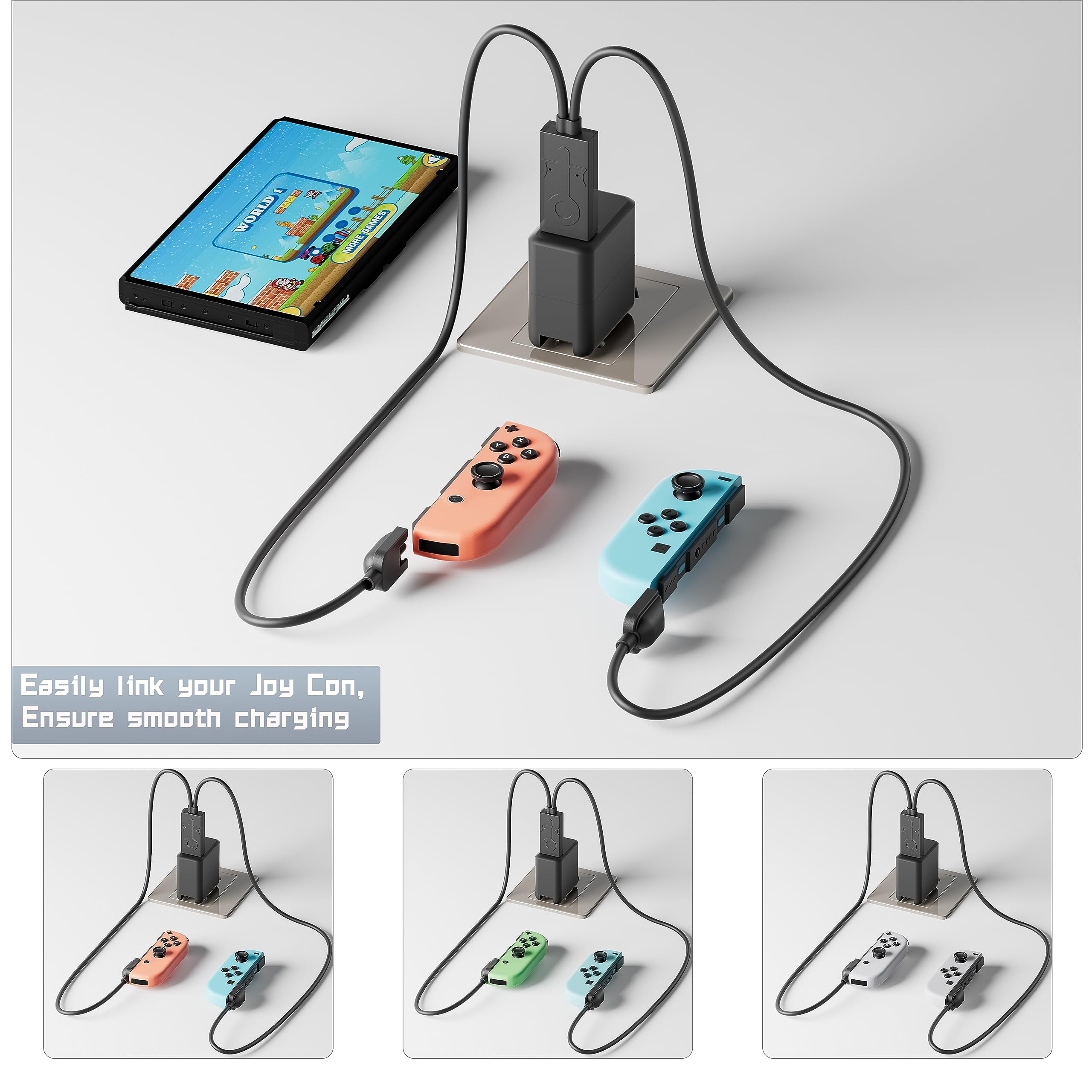 Nintendo Switch & OLED Joy-Con Charging Dock with LED Indicator - Fast Charging Station for Switch Controllers - Perfect for Gaming, Travel & Multiplayer Sessions