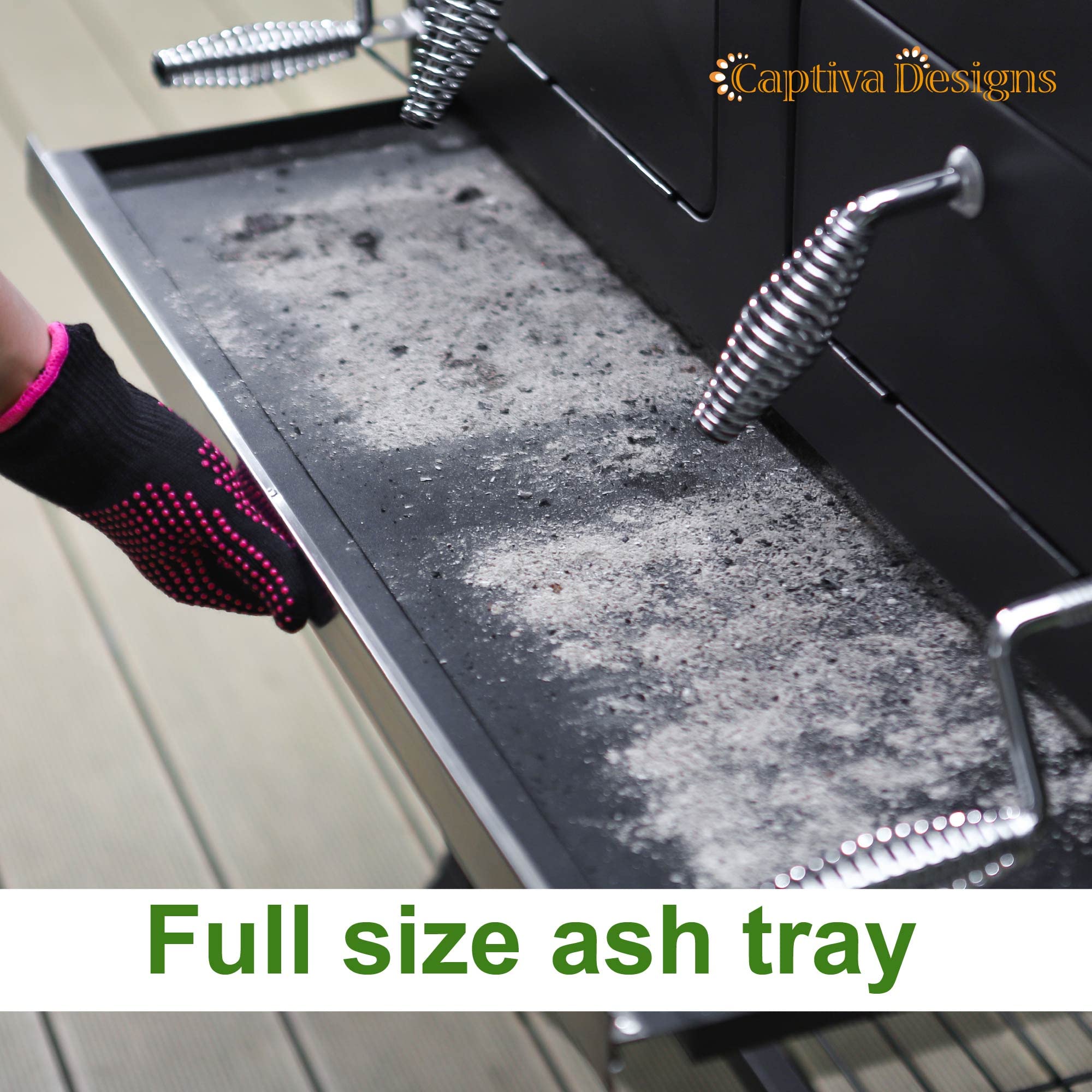 **Captiva Designs Extra Large Charcoal BBQ Grill – 794 SQIN Oversized Cooking Area, 2 Liftable Charcoal Trays & Foldable Side Tables – Perfect for Backyard BBQs, Camping & Outdoor Parties**