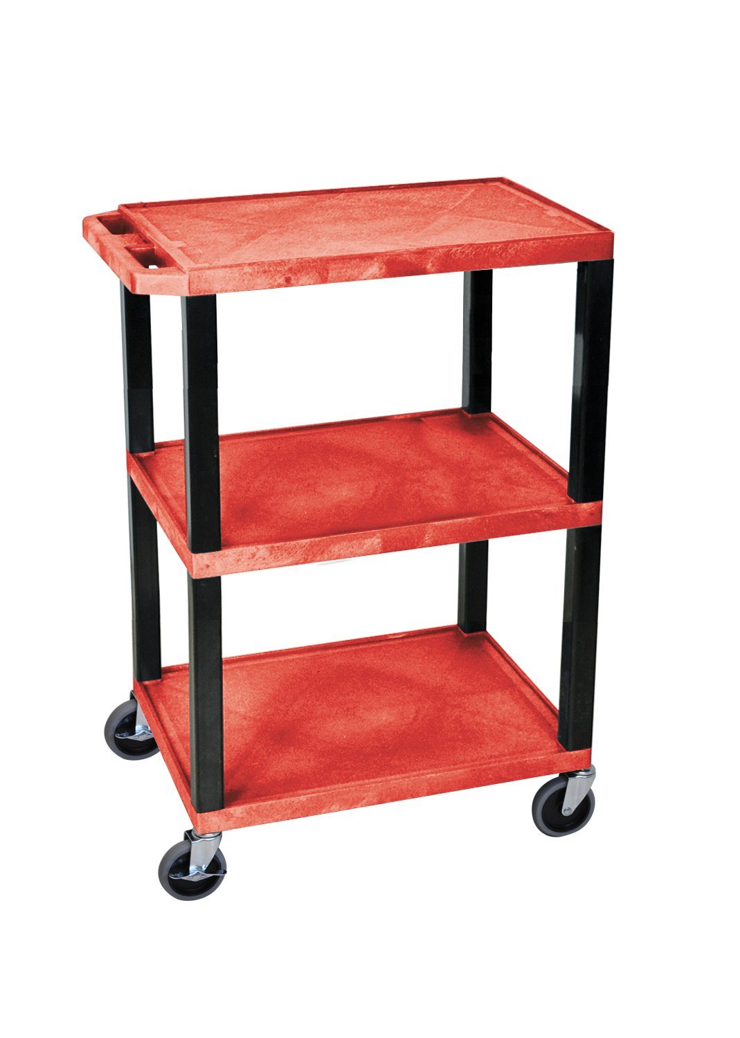 Luxor Black 3-Tier Rolling Utility Cart with Wheels - Heavy Duty Metal Storage Organizer for Kitchen, Office, Bathroom or Garage Use