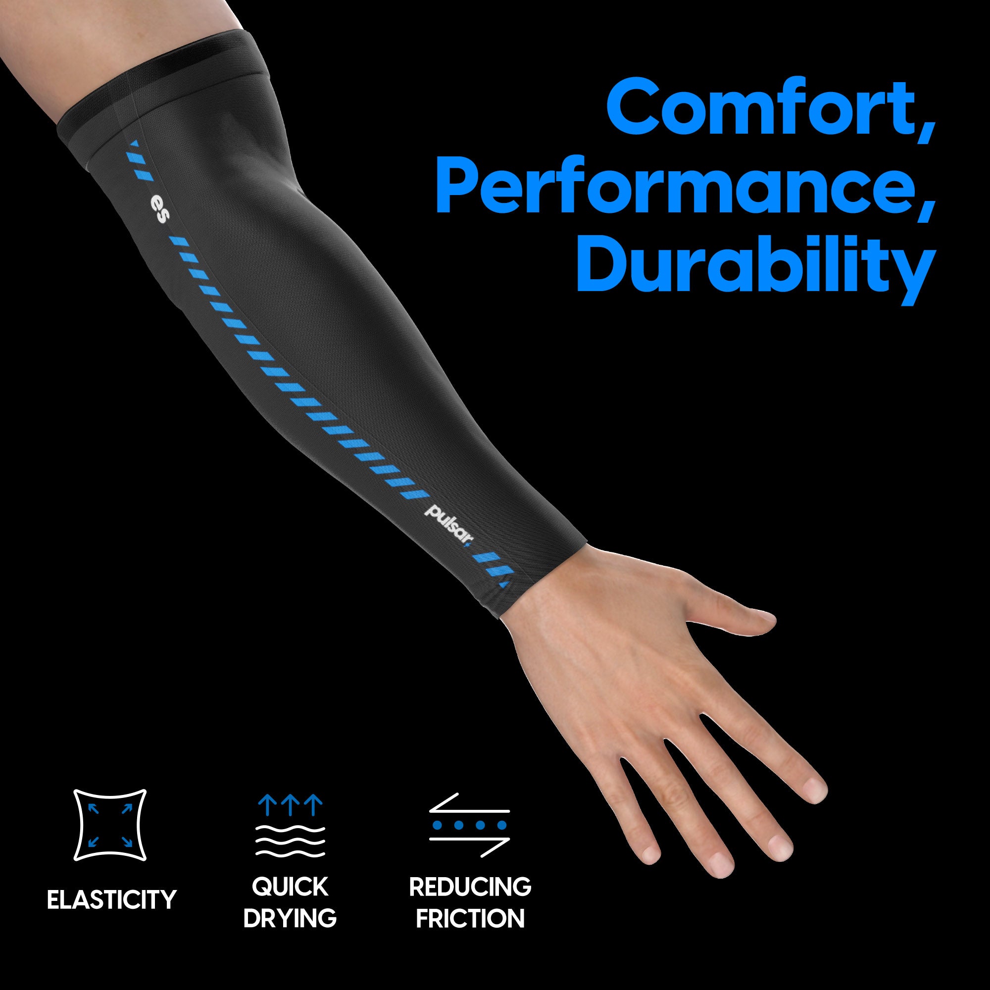 Pulsar eS Arm Sleeve - Compression Arm Sleeves for Men & Women, Long Sports Sleeve for Basketball, Running, Cycling & Outdoor Activities