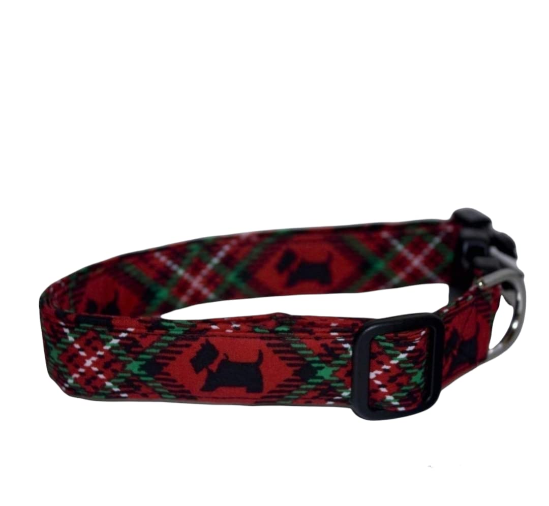 Stylish Plaid Scottie Dog Collar for Small & Medium Dogs - Durable & Adjustable Pet Collar for Daily Walks & Outdoor Adventures