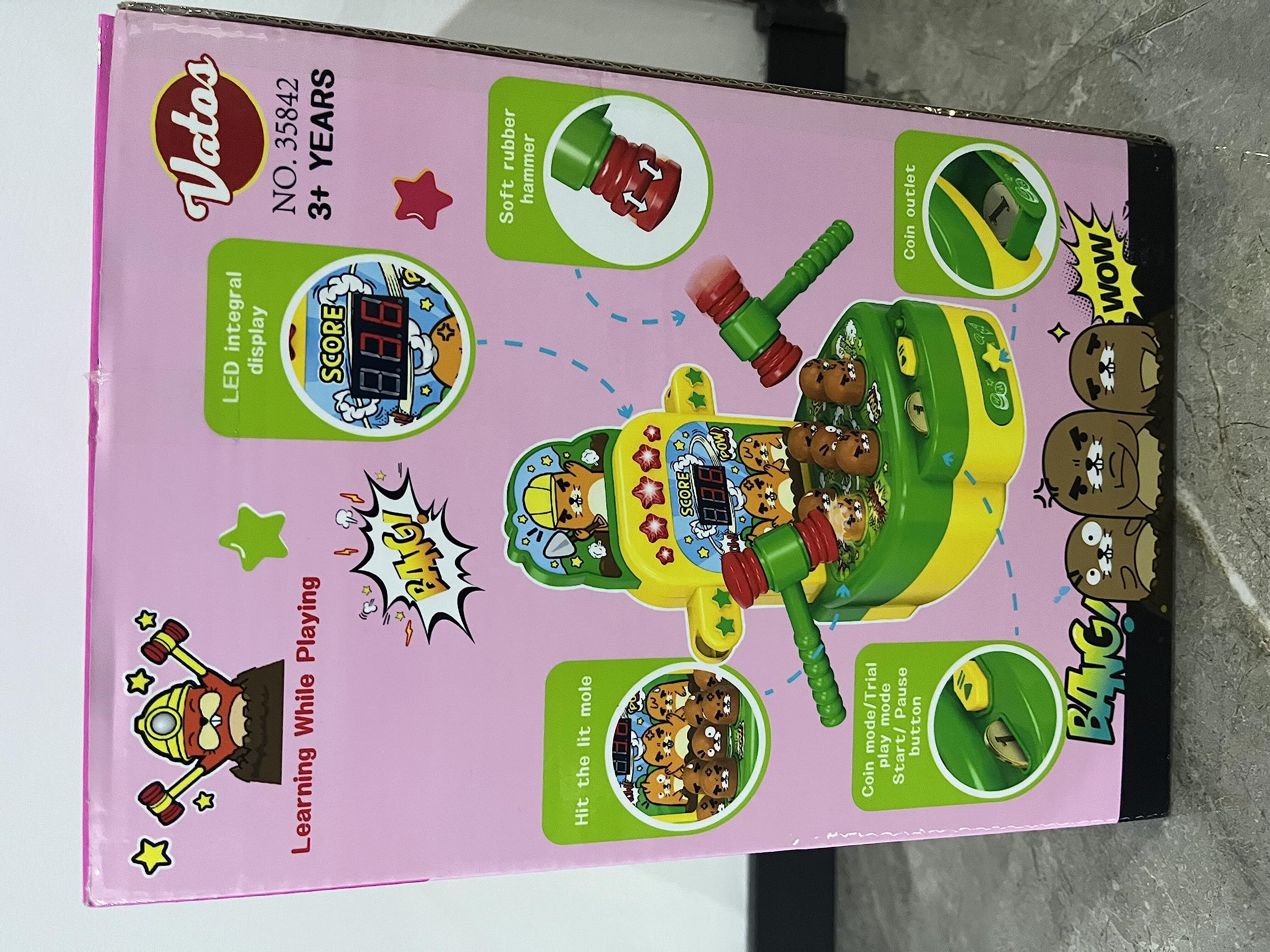 VATOS Mini Electronic Arcade Game - Fun Mole Whacking Game for Kids & Adults (Pink) - Perfect for Parties, Gifts & Family Game Nights