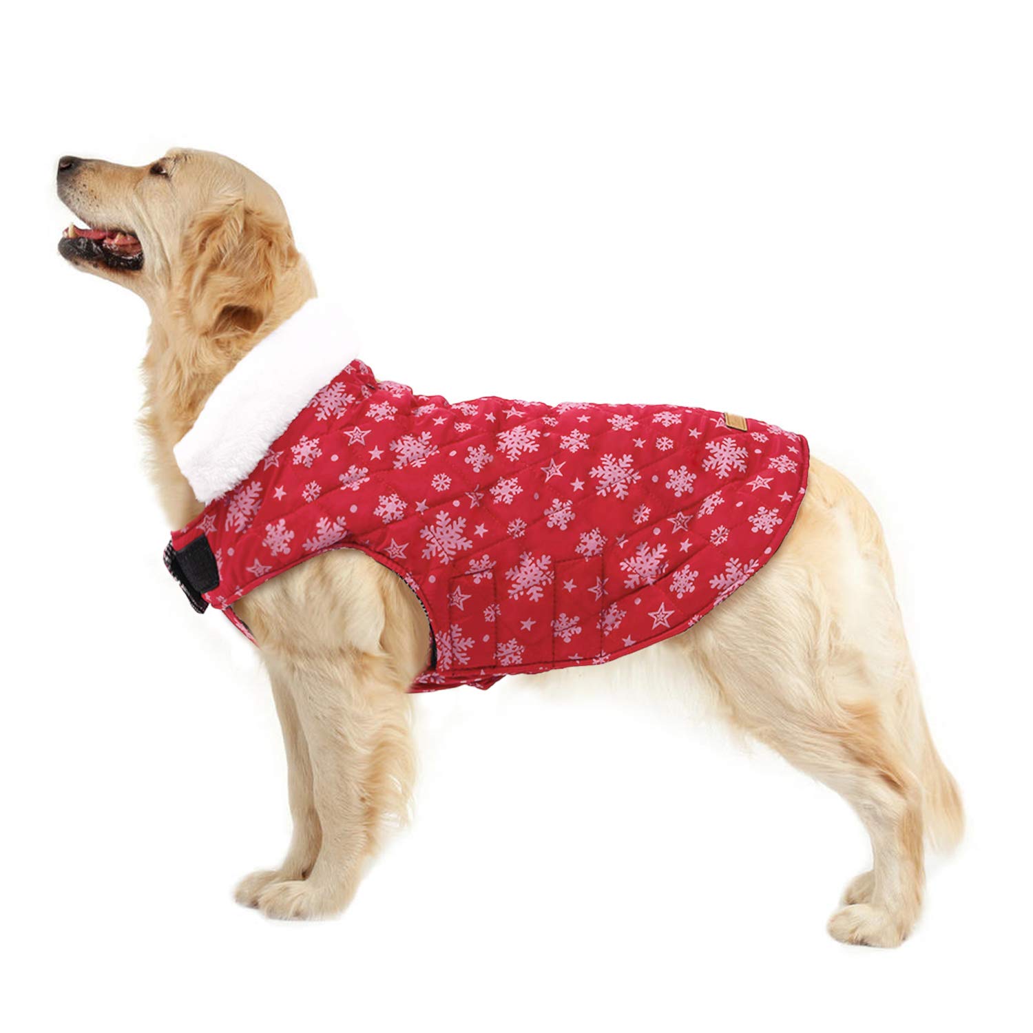Kuoser Reversible Dog Coat - Warm Winter Jacket with Reflective & Waterproof Design for Small Medium Large Dogs (XS-2XL) - Plush Collar for Comfort - Perfect for Christmas, Snow Adventures & Outdoor Activities